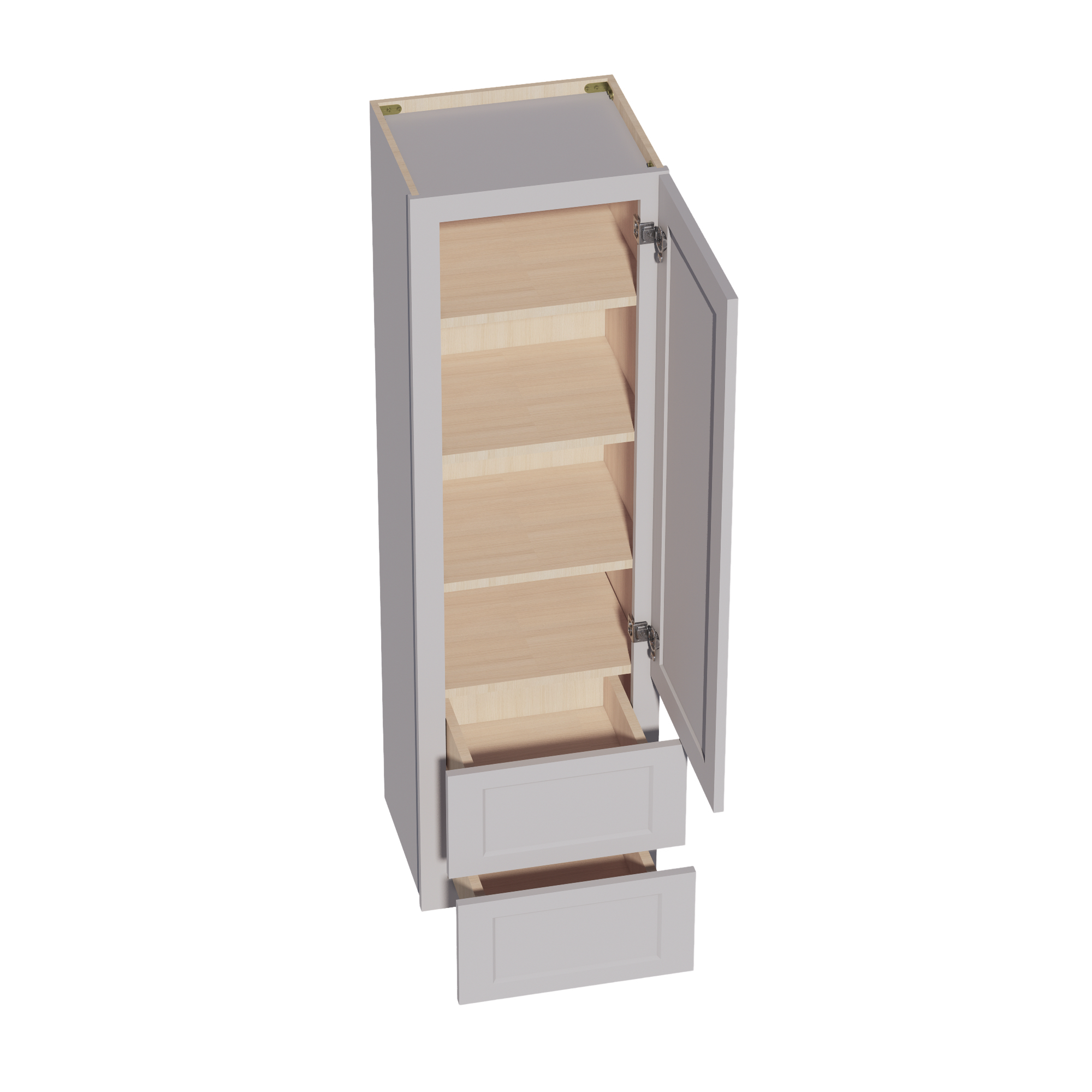 WD1860-SLG: Shaker Light Grey 18"W x 60"H 1 Door & 2 Drawers Special Wall Cabinet