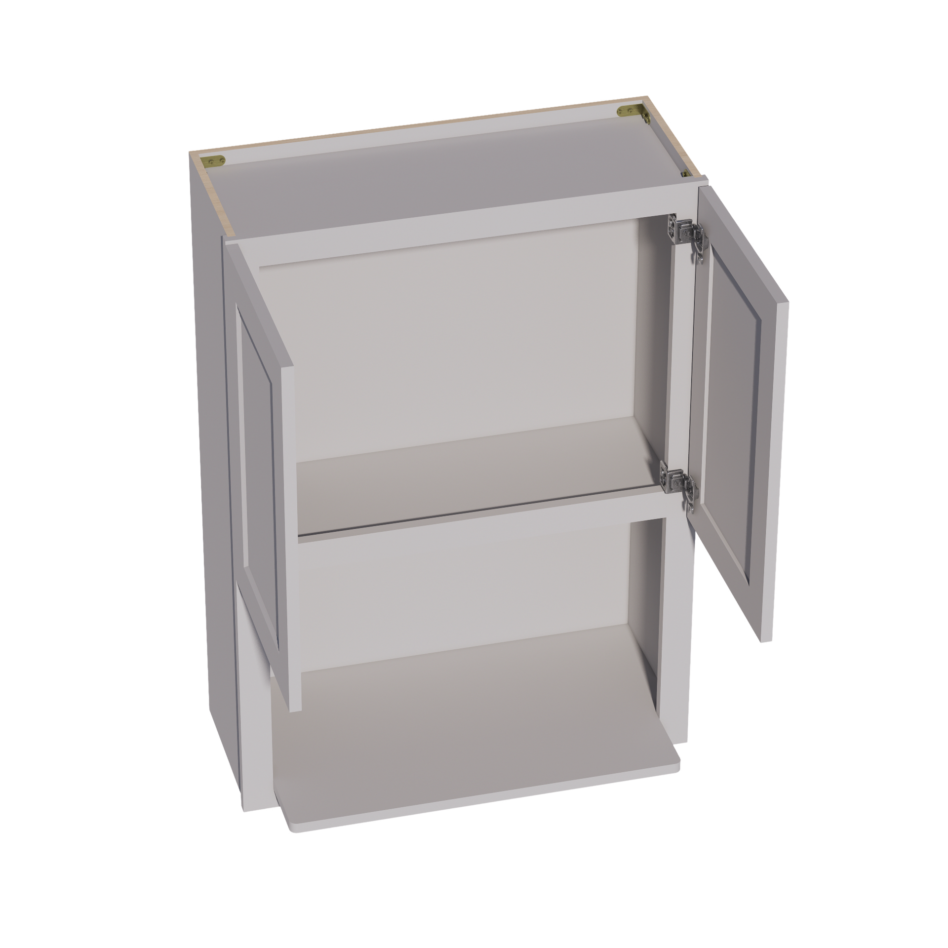 WM3042-SLG: Shaker Light Grey 30"W x 42"H 2 Door & 1 Shelf Wall Built-in Microwave Cabinets