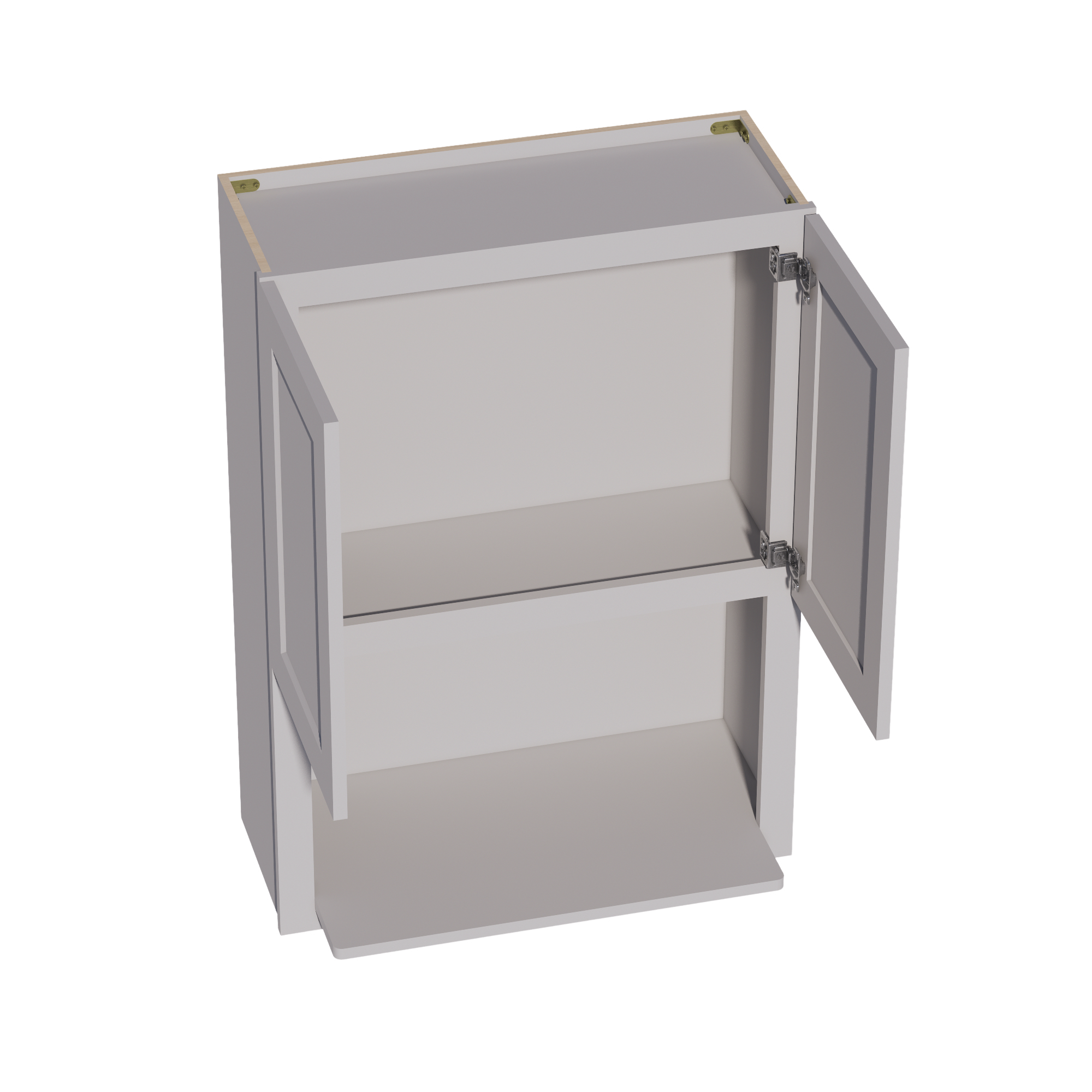 WM3042-SLG: Shaker Light Grey 30"W x 42"H 2 Door & 1 Shelf Wall Built-in Microwave Cabinets