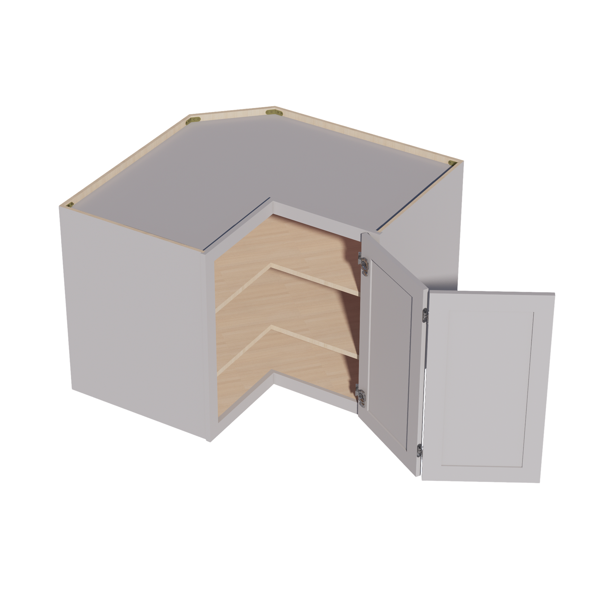 WPC2430-SLG: Shaker Light Grey 24"W x 30"H 1 Door & 2 Shelves Pie Cut Wall Corner Cabinet