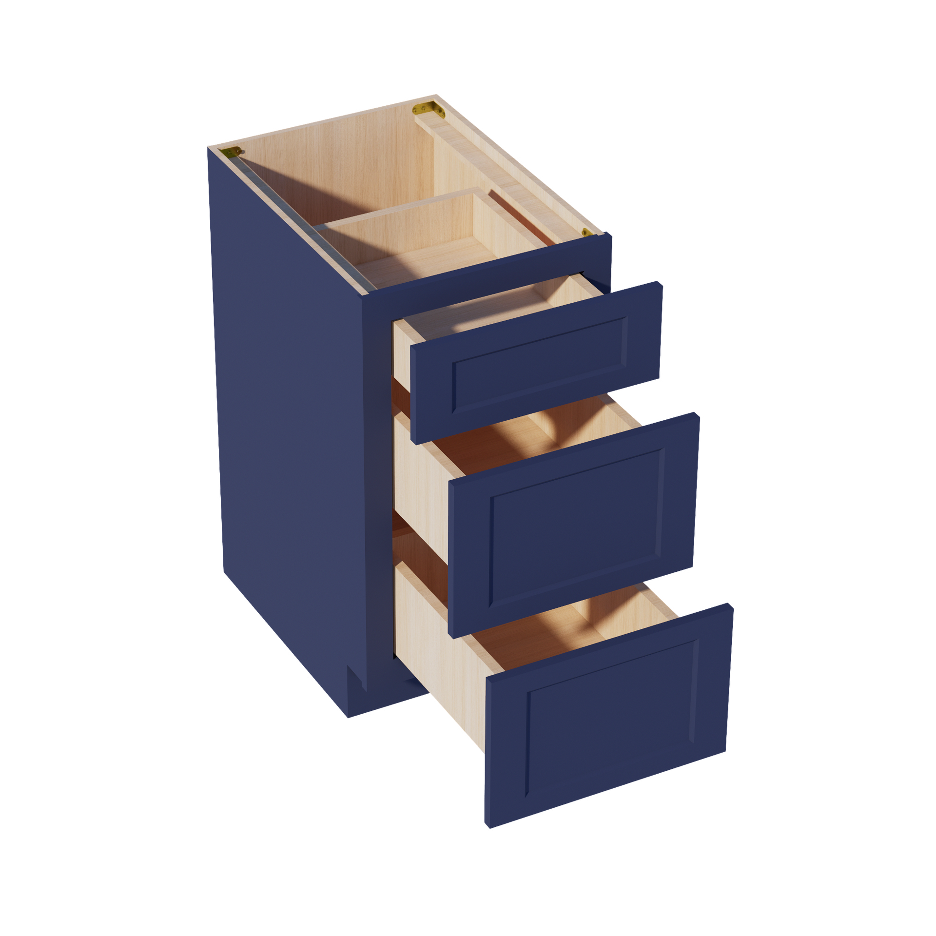 DB18-SB  Base Cabinet 3 Drawers - Shaker Style - Blue   18"W x 34-1/2"H x 24"D