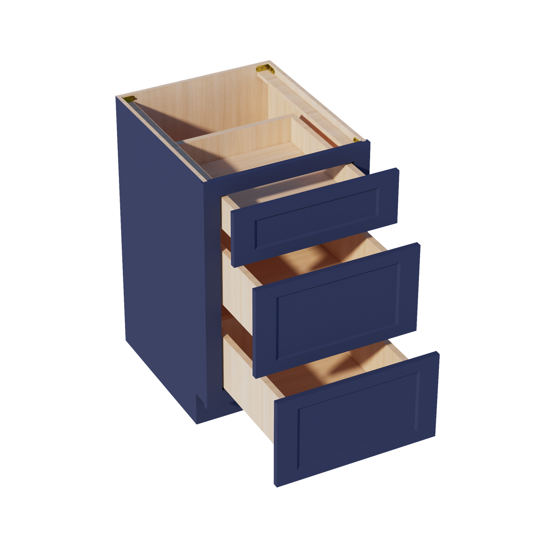 DB21-SB  Base Cabinet 3 Drawers - Shaker Style - Blue   21"W x 34-1/2"H x 24"D