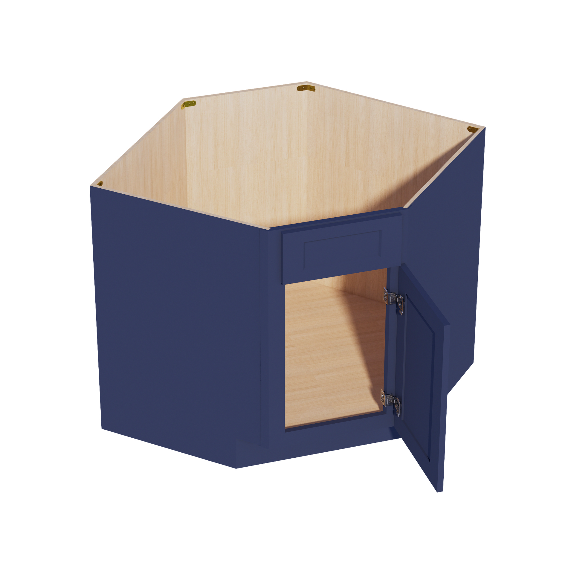 DSB36-SB  Base Cabinet 1 Door 1 False Drawer Corner Sink - Shaker Style - Blue   18"W x 34-1/2"H x 24"D