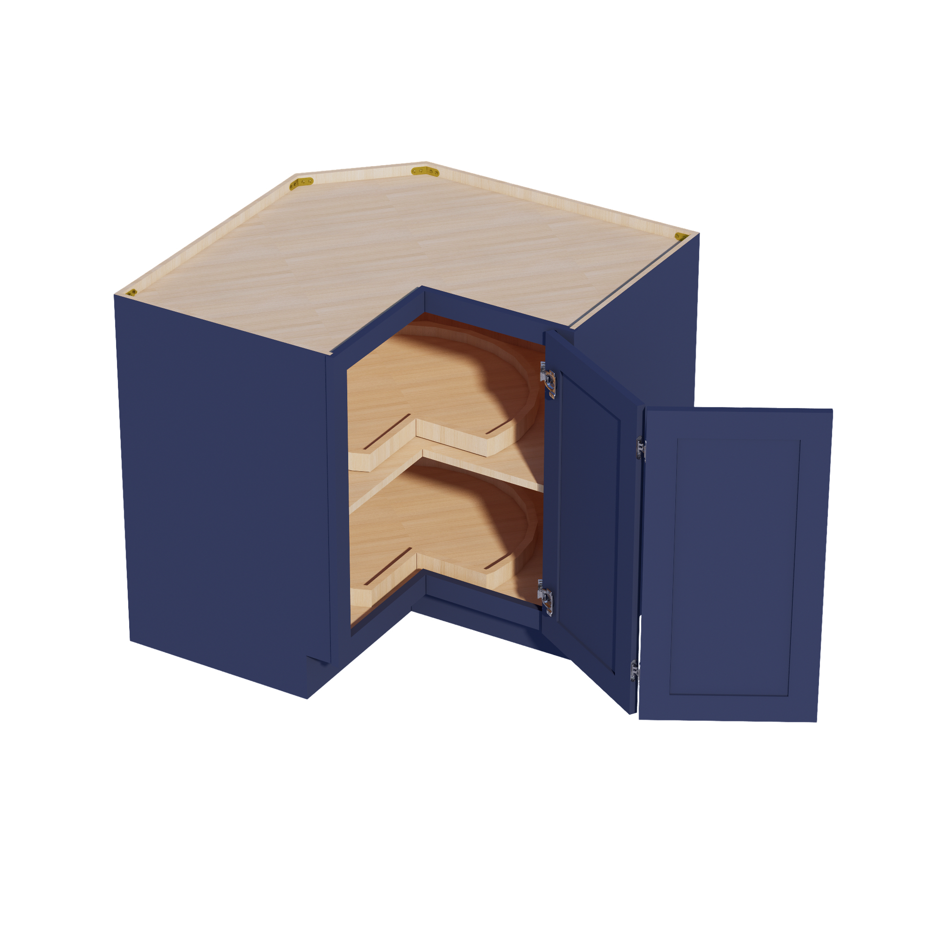LSB33-SB  Base Cabinet 2 Door Corner Lazy Susan  - Shaker Style - Blue   16-1/2"x16-1/2"W x 34-1/2"H x 24"D