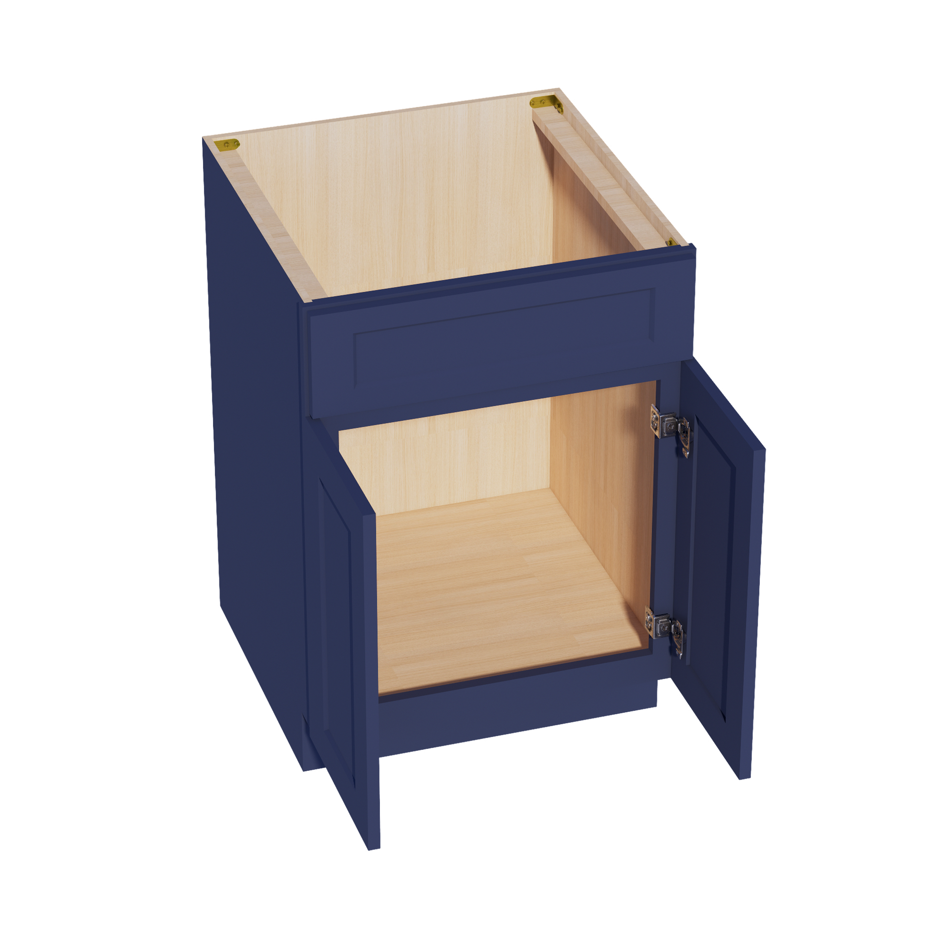 SB24-SB  Sink Base Cabinet 2 Door 2 False Drawer  - Shaker Style - Blue   24"W x 34-1/2"H x 24"D