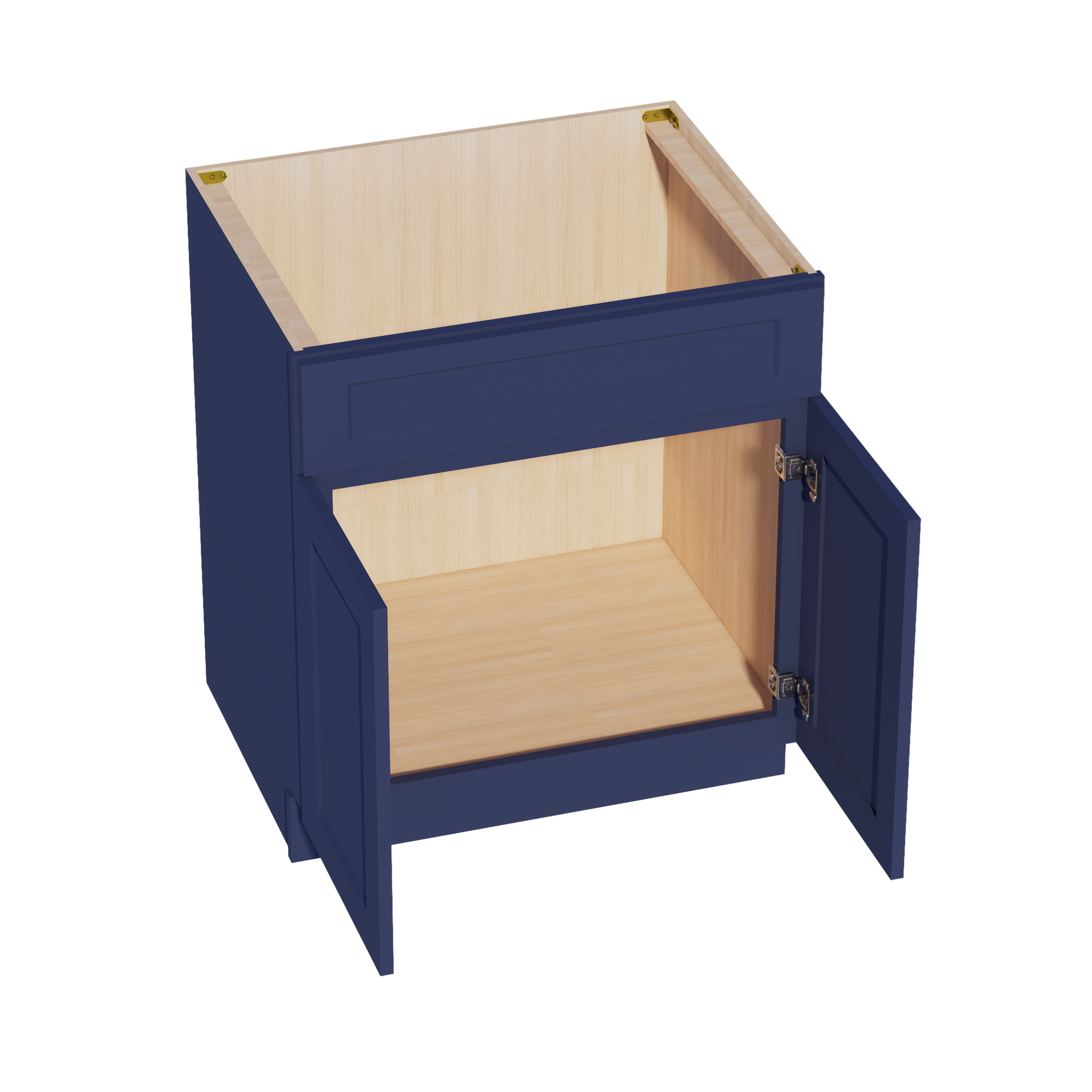 SB30-SB  Sink Base Cabinet 2 Door 2 False Drawer  - Shaker Style - Blue   30"W x 34-1/2"H x 24"D