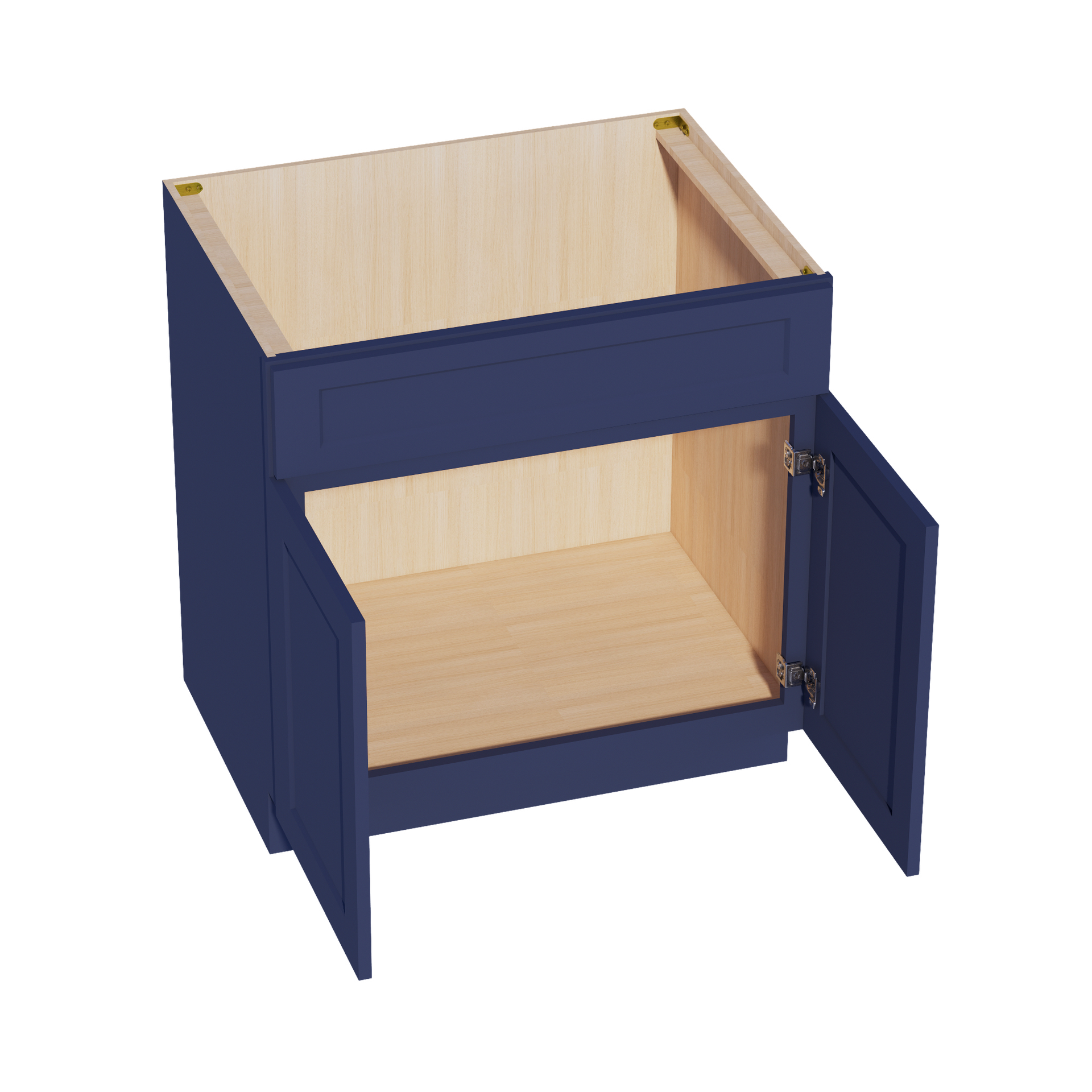 SB33-SB  Sink Base Cabinet 2 Door 2 False Drawer  - Shaker Style - Blue   33"W x 34-1/2"H x 24"D