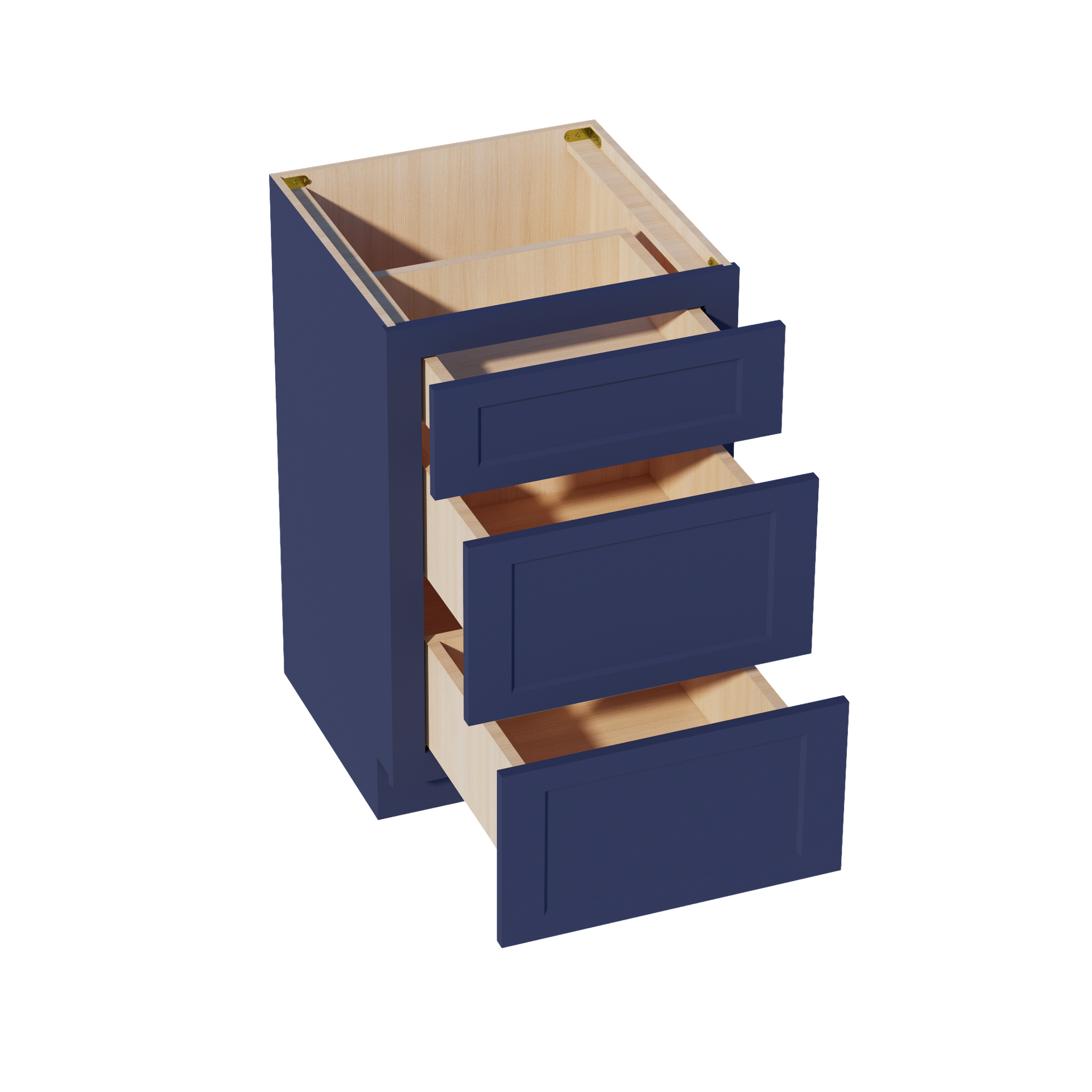 VDB2121-SB  Vanity Base Cabinet 3 Drawers - Shaker Style - Blue   21"W x 34-1/2"H x 21"D