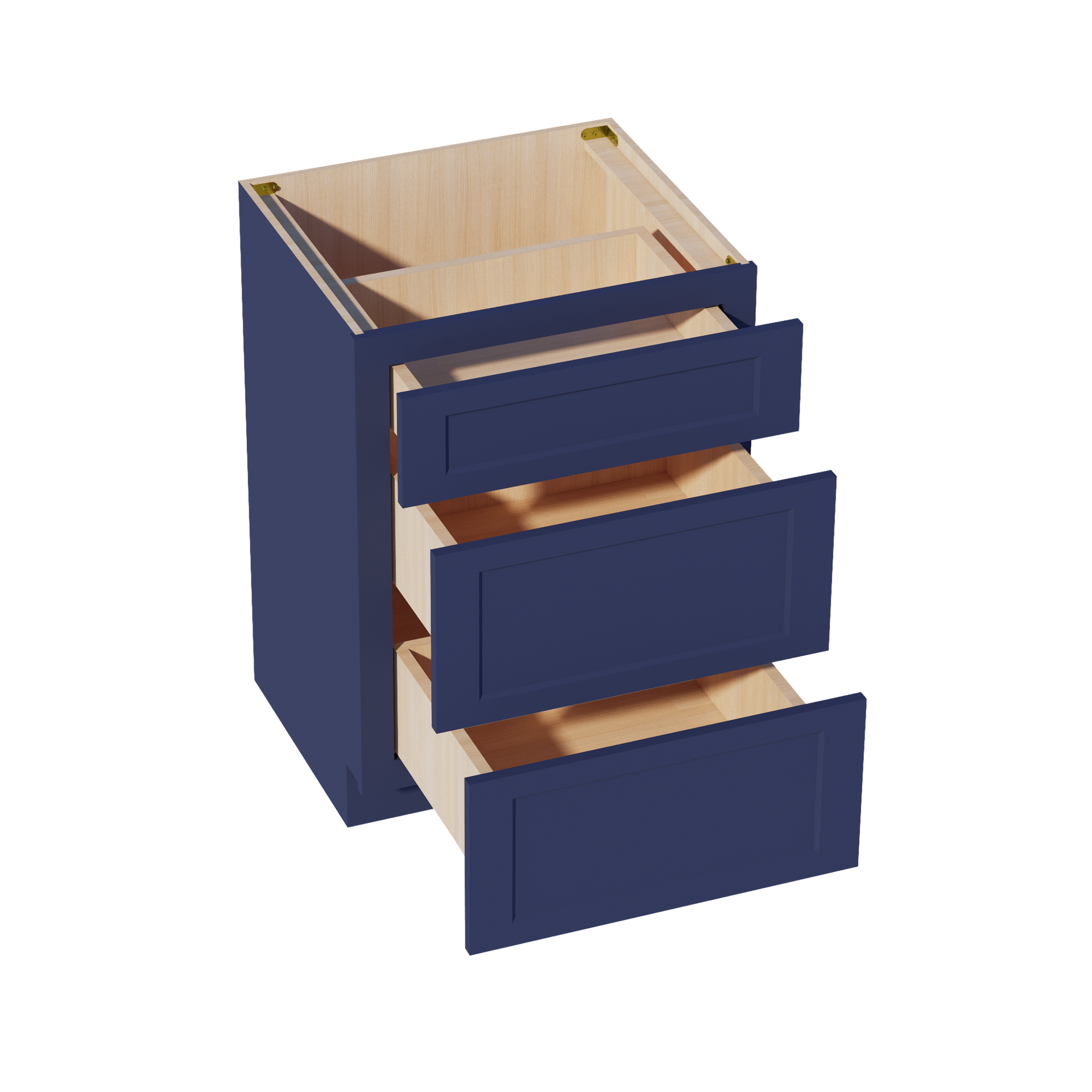 VDB2421-SB  Vanity Base Cabinet 3 Drawers - Shaker Style - Blue   24"W x 34-1/2"H x 21"D