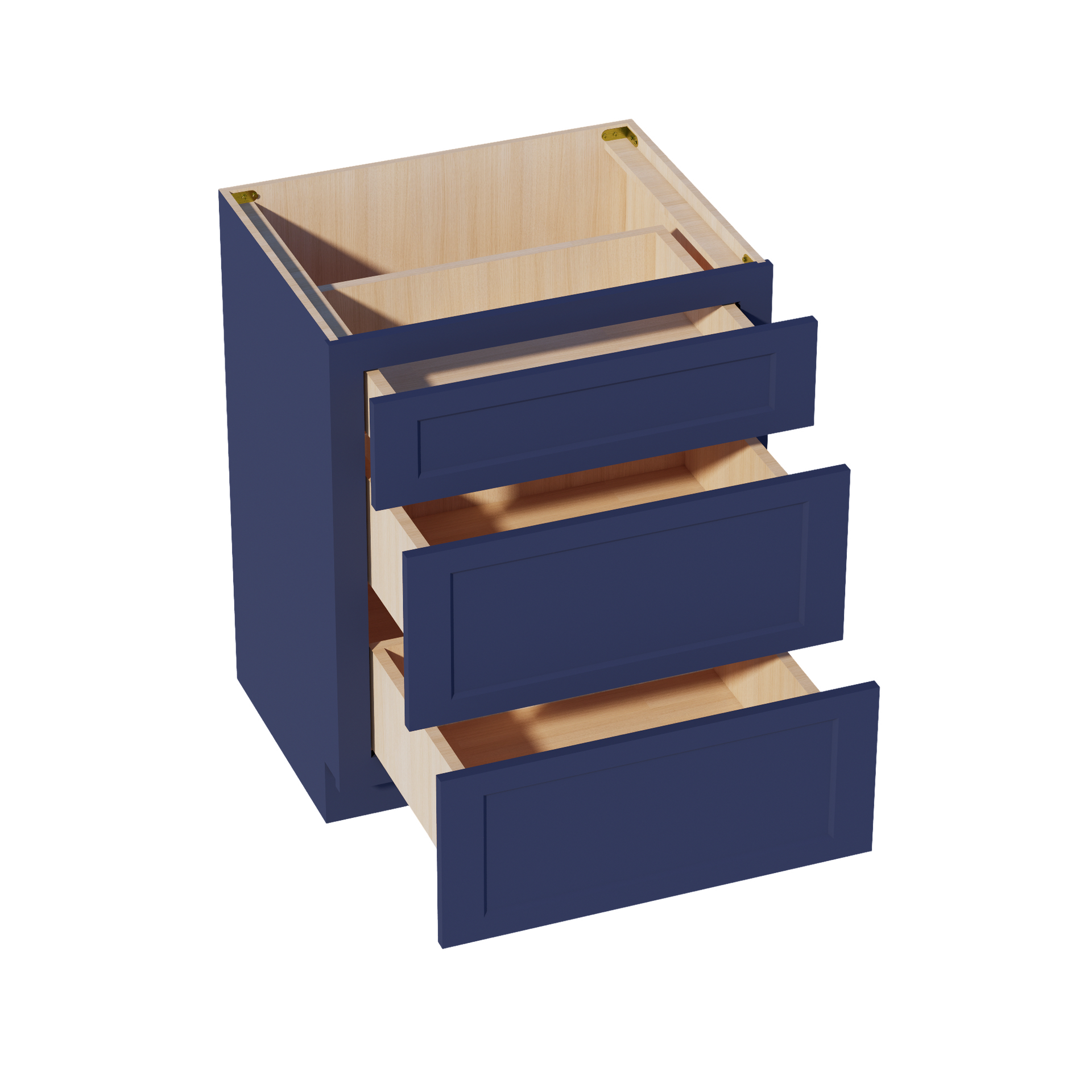 VDB2721-SB  Vanity Base Cabinet 3 Drawers - Shaker Style - Blue   27"W x 34-1/2"H x 21"D