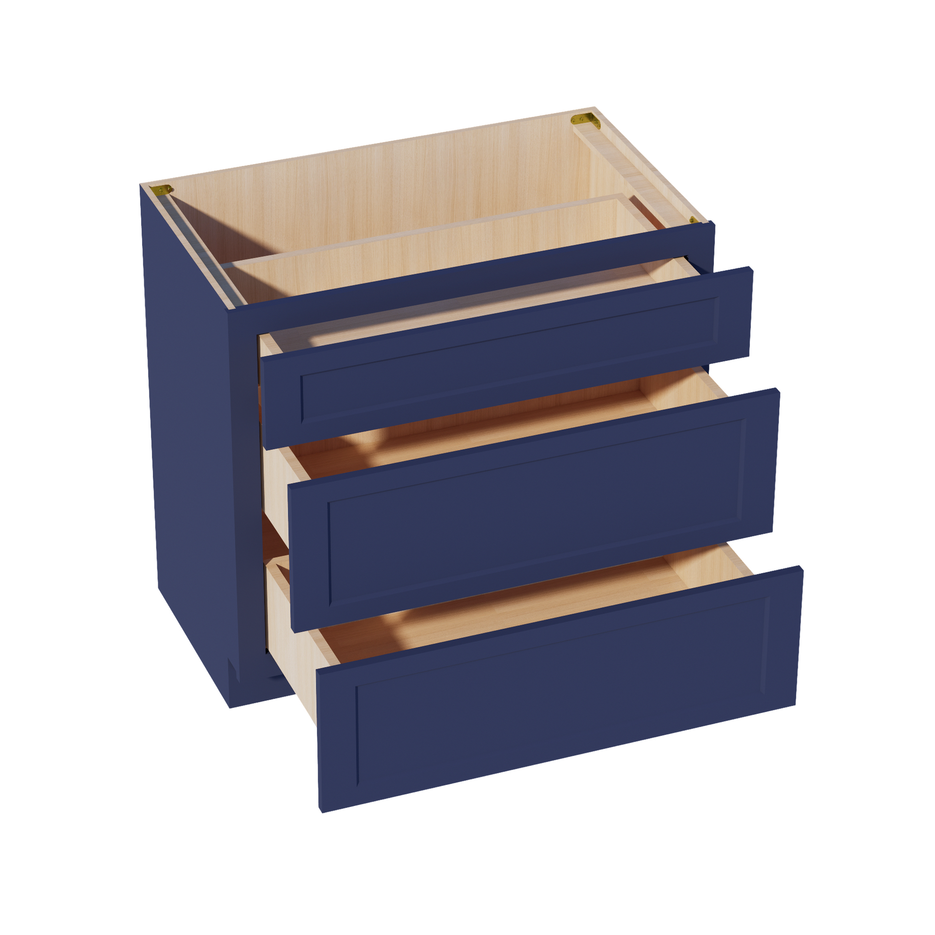 VDB3621-SB  Vanity Base Cabinet 3 Drawers - Shaker Style - Blue   36"W x 34-1/2"H x 21"D