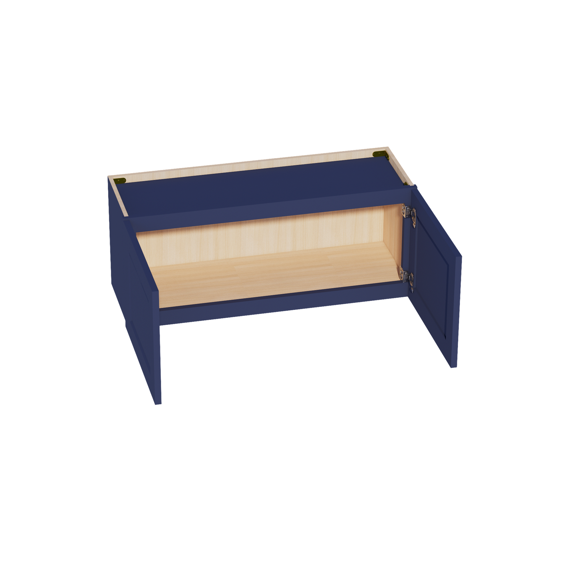 W3615-SB  Wall Cabinet 2 Doors & 2 Shelves - Shaker Style - Blue   36"W x 15"H x 12"D