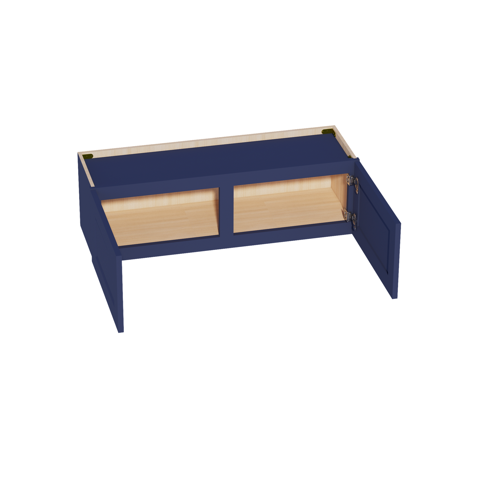 W3912-SB  Wall Cabinet 2 Doors & 2 Shelves - Shaker Style - Blue   39"W x 12"H x 12"D