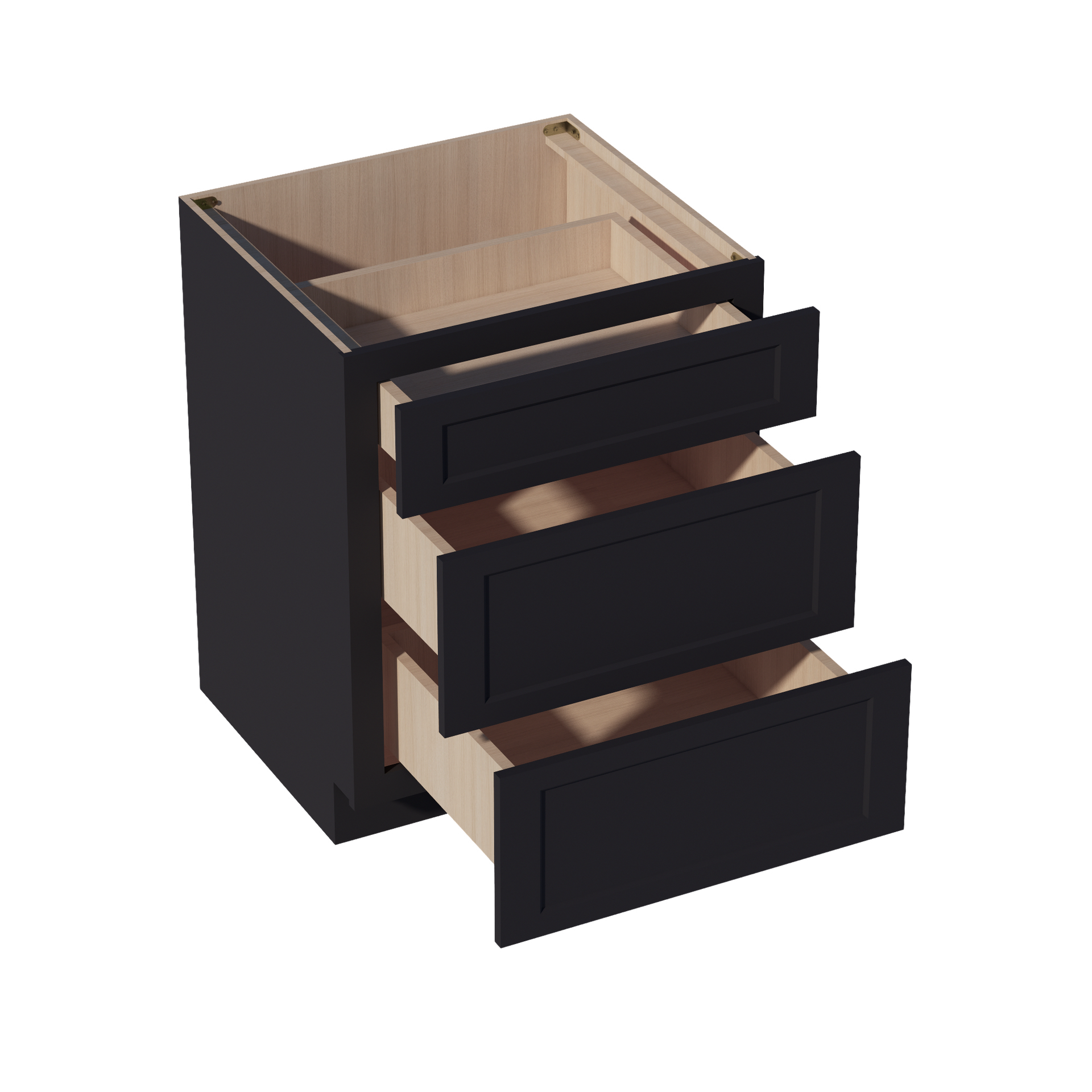 DB27-SBK  Base Cabinet 3 Drawers - Shaker Style - Black   27"W x 34-1/2"H x 24"D