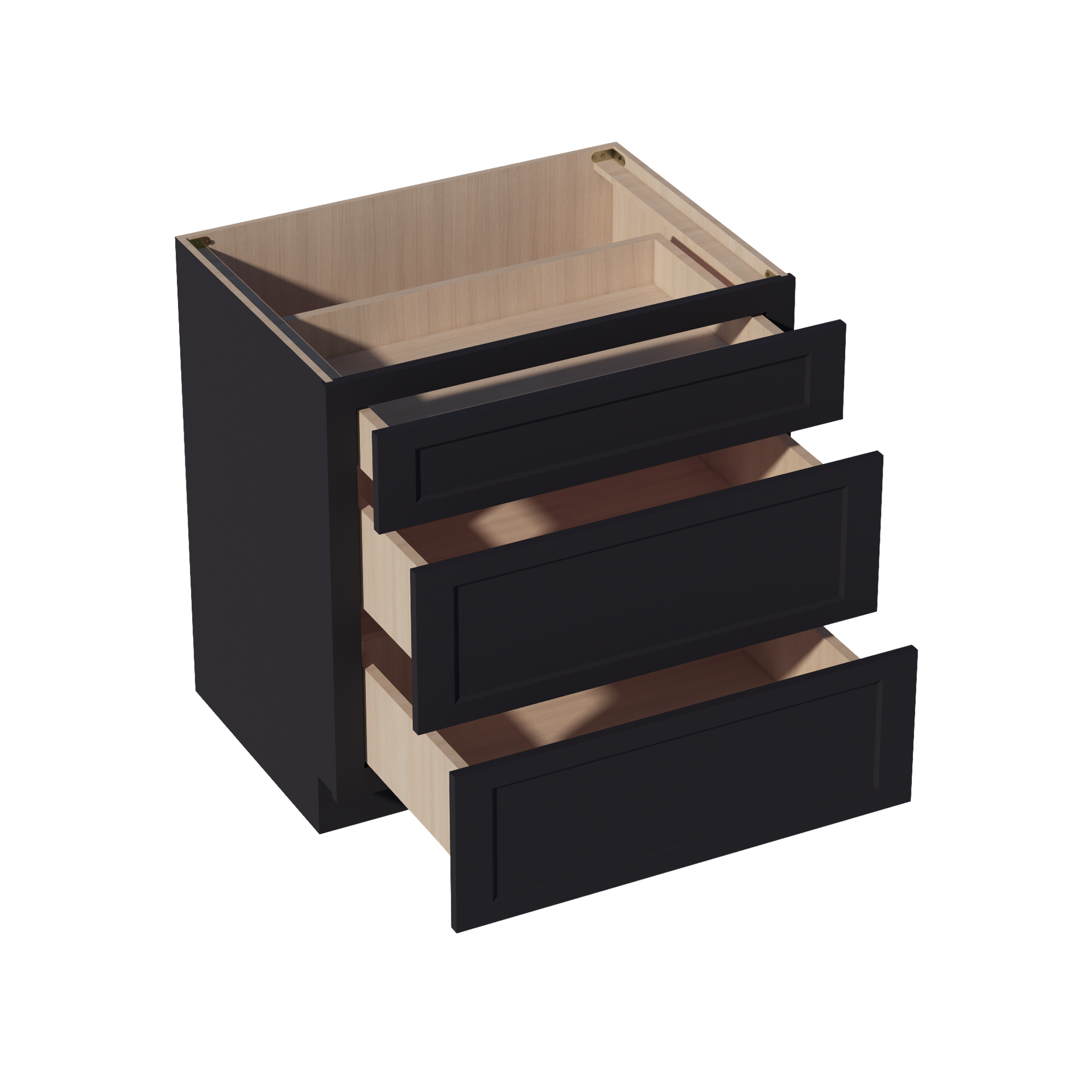 DB33-SBK  Base Cabinet 3 Drawers - Shaker Style - Black   33"W x 34-1/2"H x 24"D