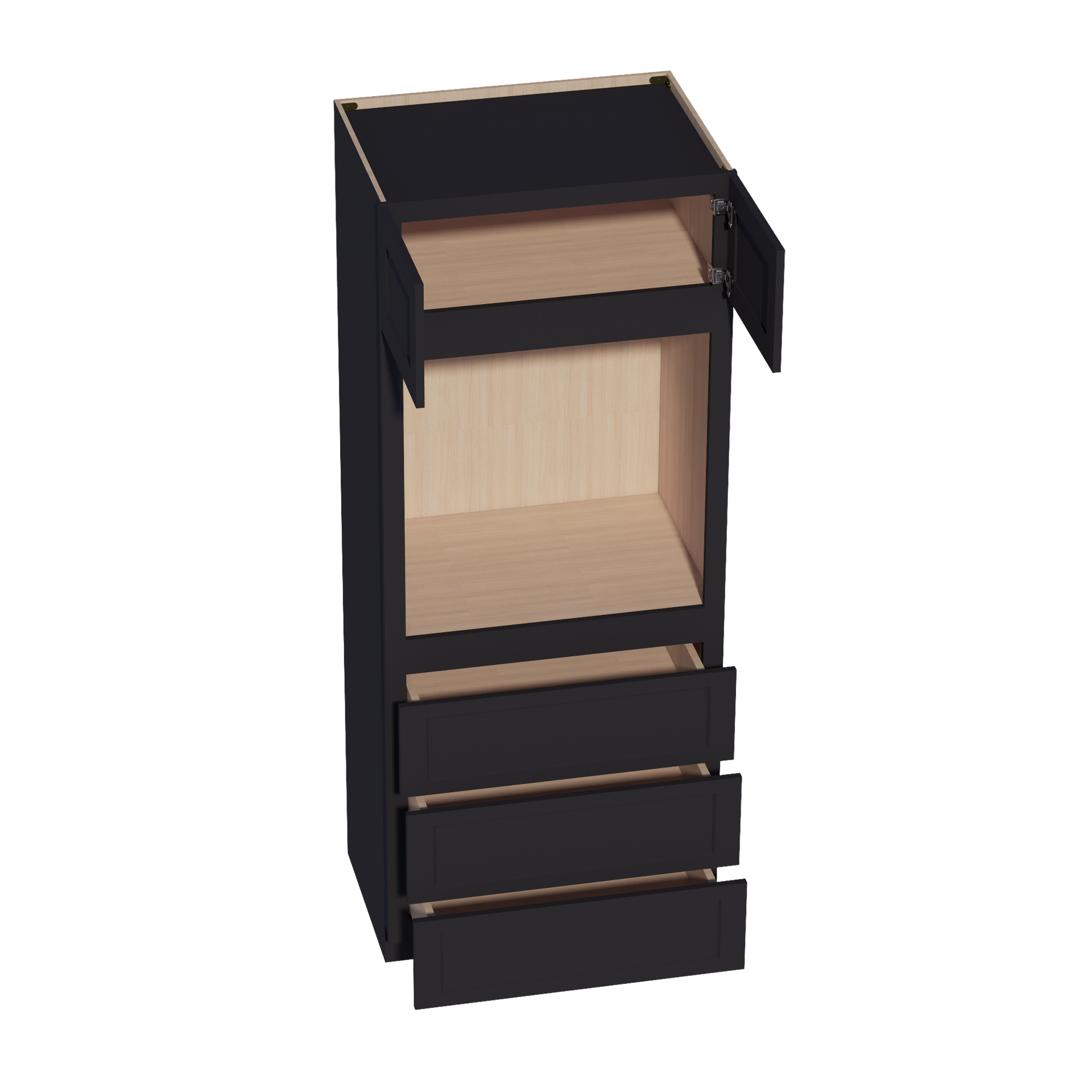 OC3384-SBK  Tall Oven 2 Door & 3 Drawers Cabinet - Shaker Style - Black   33"W x 84"H x 24"D