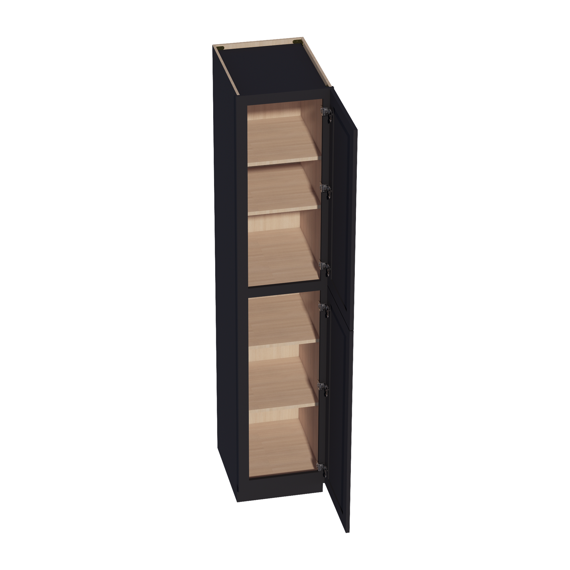 TP1890-SBK  Tall Shelf Pantry Cabinet 2 Door & 6 Sheleves - Shaker Style - Black   18"W x 90"H x 24"D