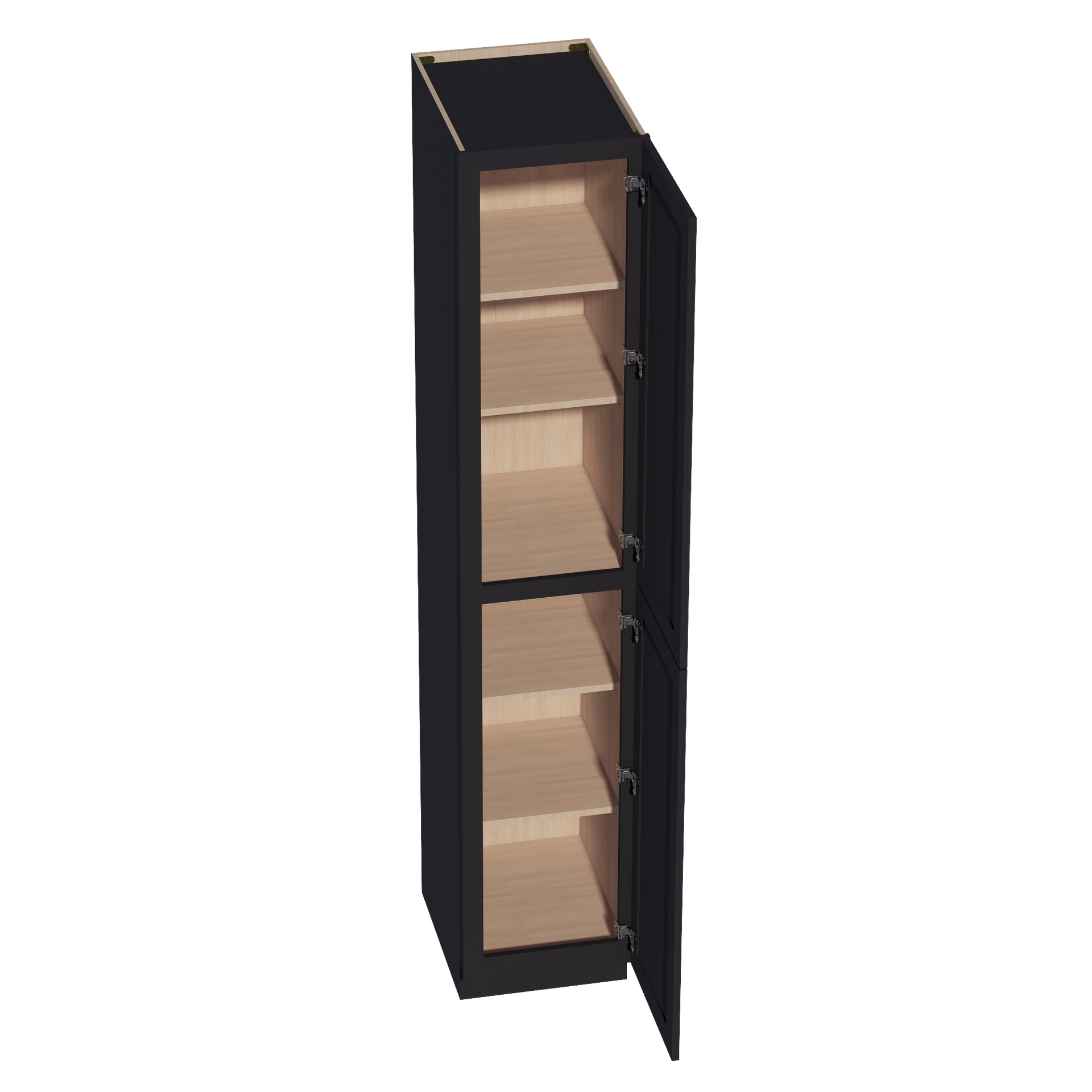 TP1896-SBK  Tall Shelf Pantry Cabinet 2 Door & 6 Sheleves - Shaker Style - Black   18"W x 96"H x 24"D