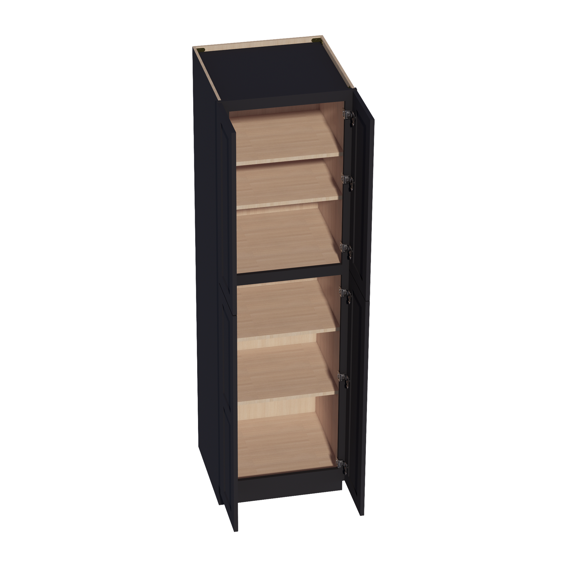 TP2484-SBK  Tall Shelf Pantry Cabinet 4 Door & 6 Sheleves - Shaker Style - Black   24" W x 84"H x 24"D