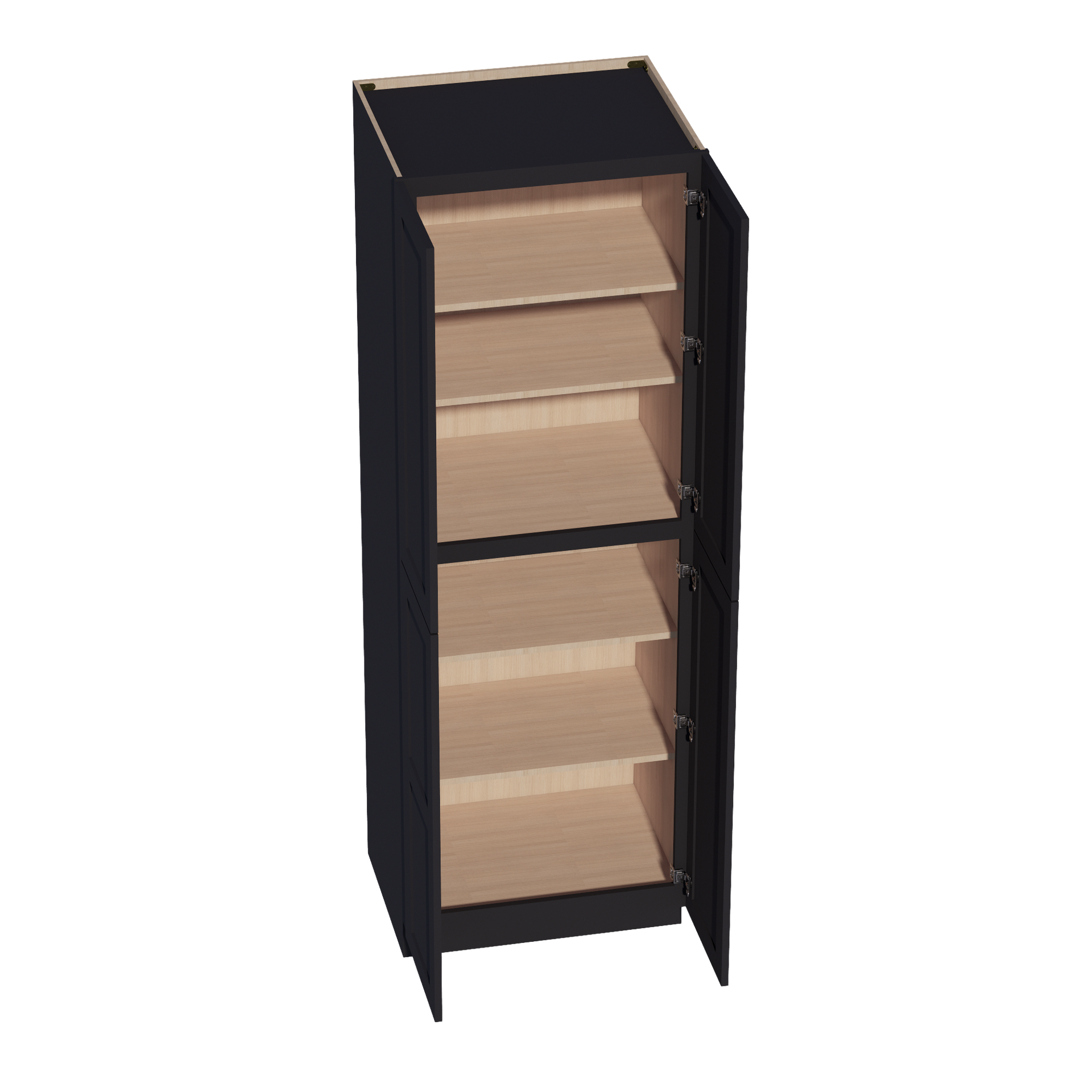 TP3090-SBK  Tall Shelf Pantry Cabinet 2 Door & 6 Sheleves - Shaker Style - Black   30" W x 90"H x 24"D