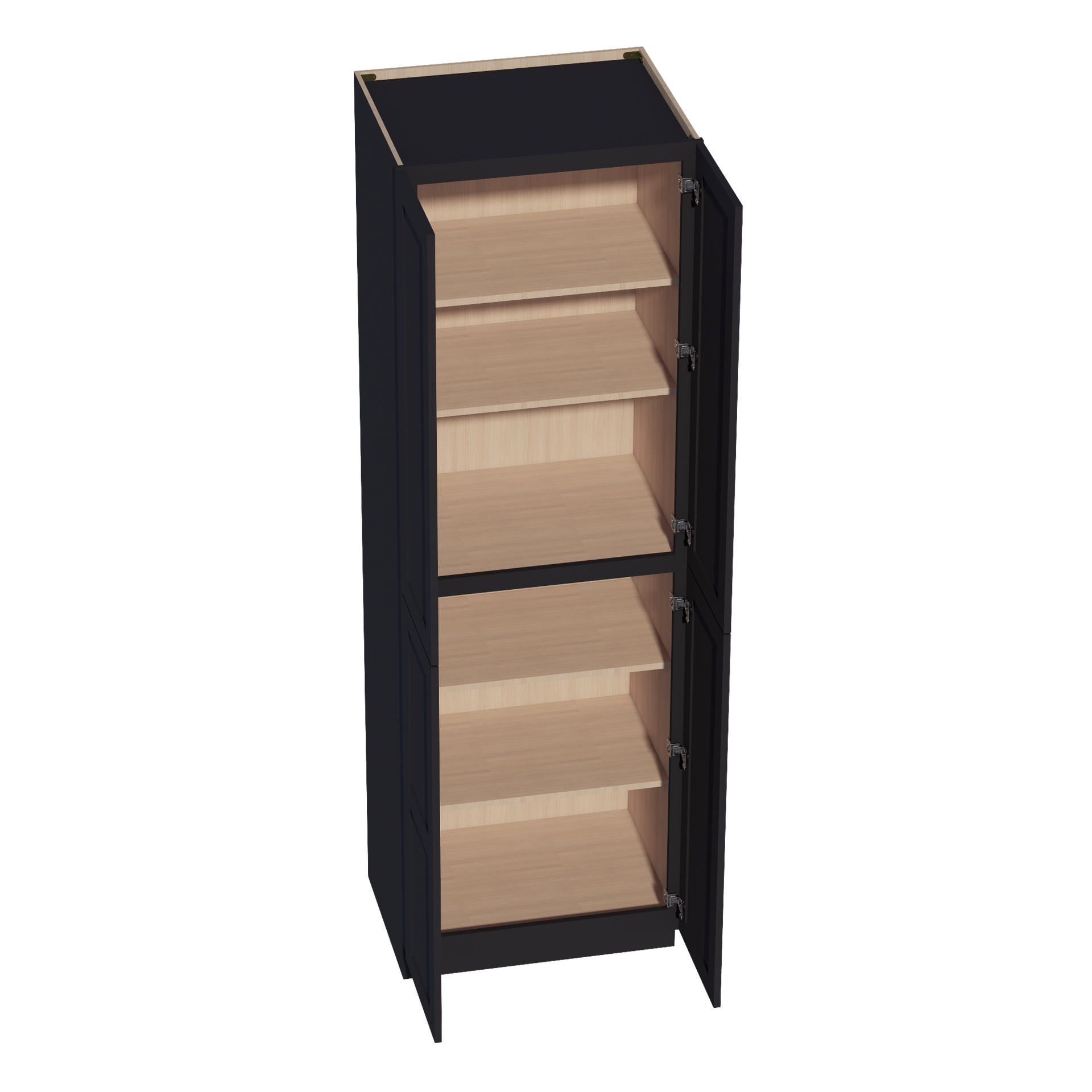 TP3096-SBK  Tall Shelf Pantry Cabinet 2 Door & 6 Sheleves - Shaker Style - Black   30" W x 96"H x 24"D