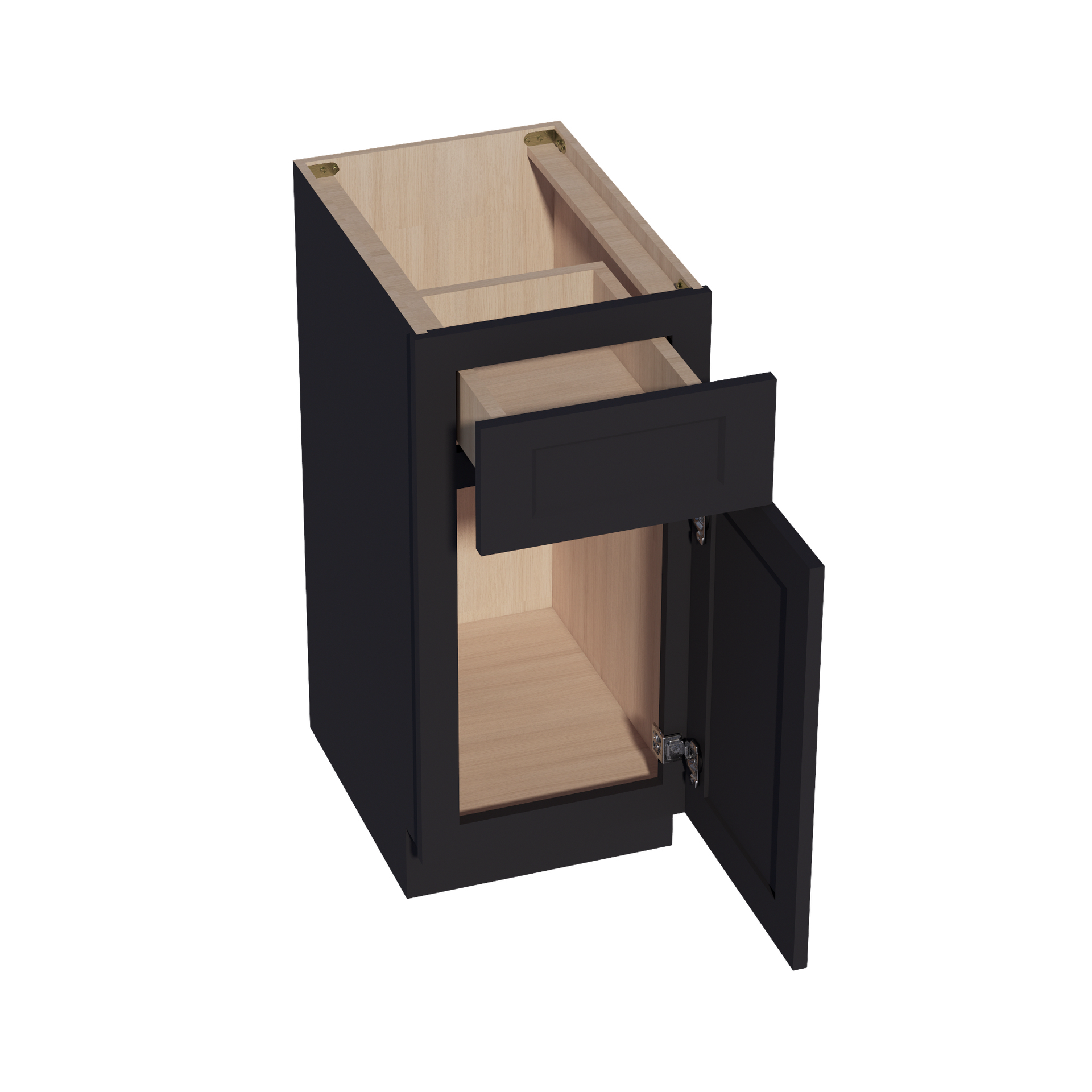 VB1521-SBK  Vanity Base Cabinet 1 Door & 1 Drawer - Shaker Style - Black   15"W x 34-1/2"H x 24"D