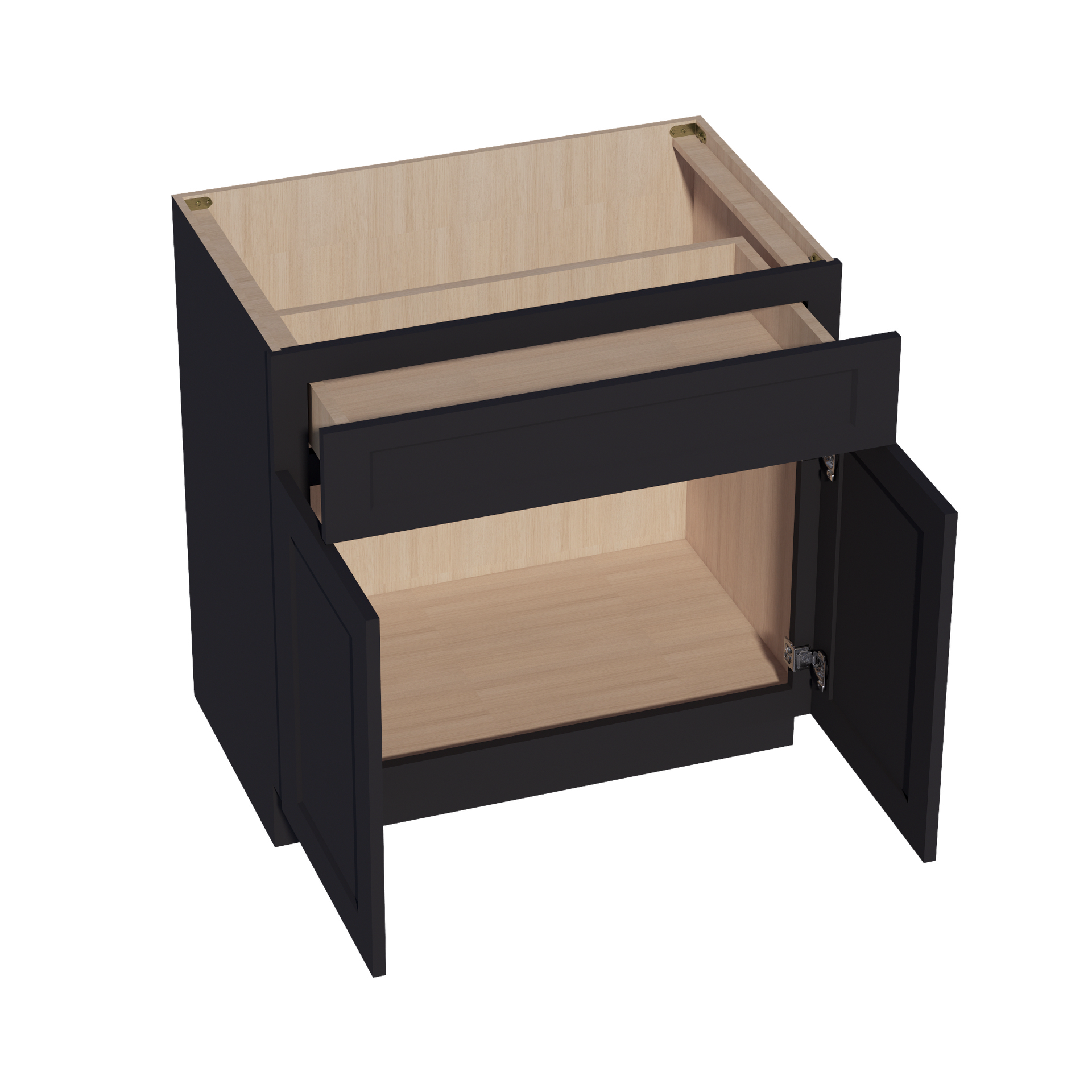 VB3321-SBK  Vanity Base Cabinet 2 Doors & 1 Drawer - Shaker Style - Black   33"W x 34-1/2"H x 24"D