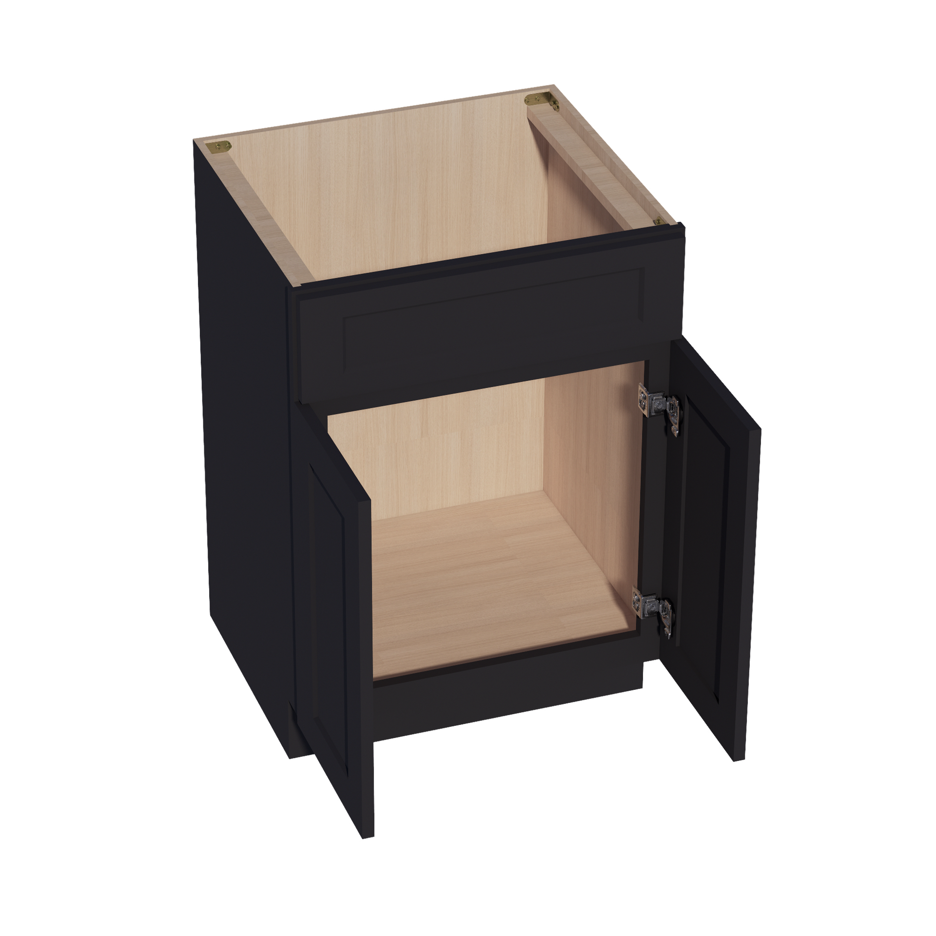 VSB2421-SBK  Vanity Sink Base 1 False Drawer & 2 Doors - Shaker Style - Black   24"W x 34-1/2"H x 21"D
