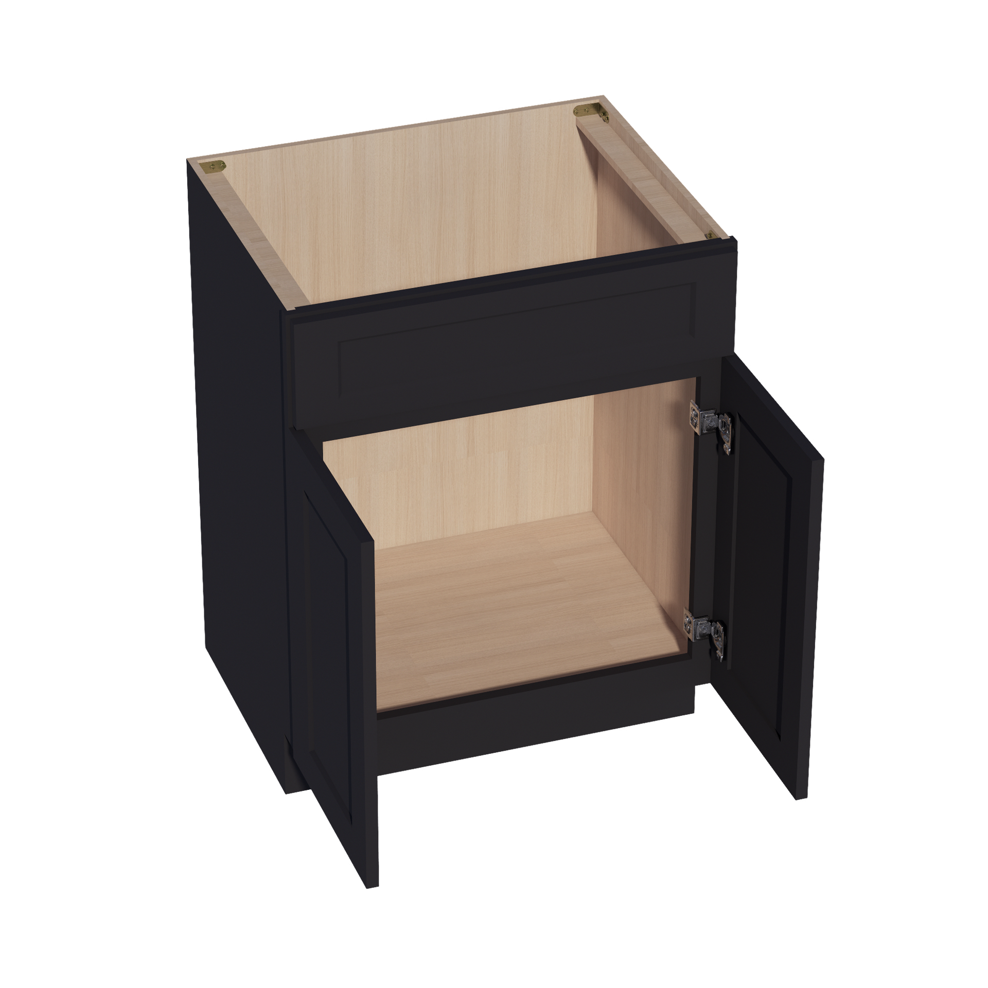 VSB2721-SBK  Vanity Sink Base 1 False Drawer & 2 Doors - Shaker Style - Black   27"W x 34-1/2"H x 21"D