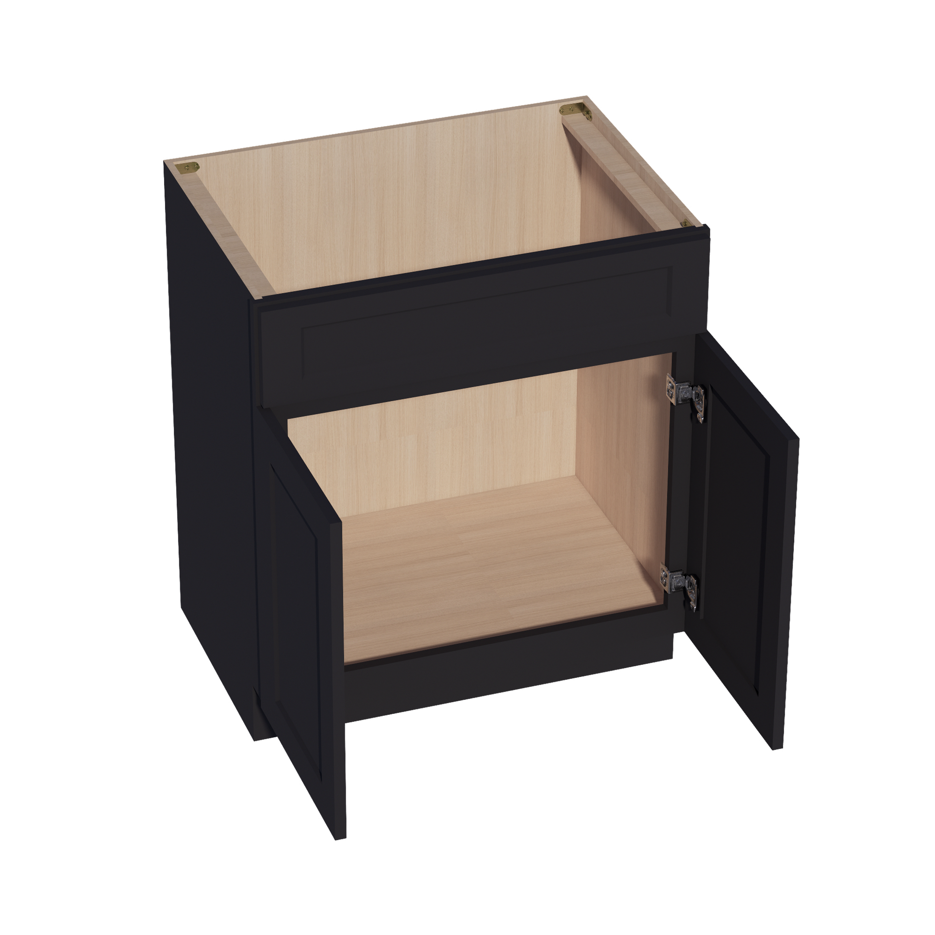 VSB3021-SBK  Vanity Sink Base 1 False Drawer & 2 Doors - Shaker Style - Black   30"W x 34-1/2"H x 21"D