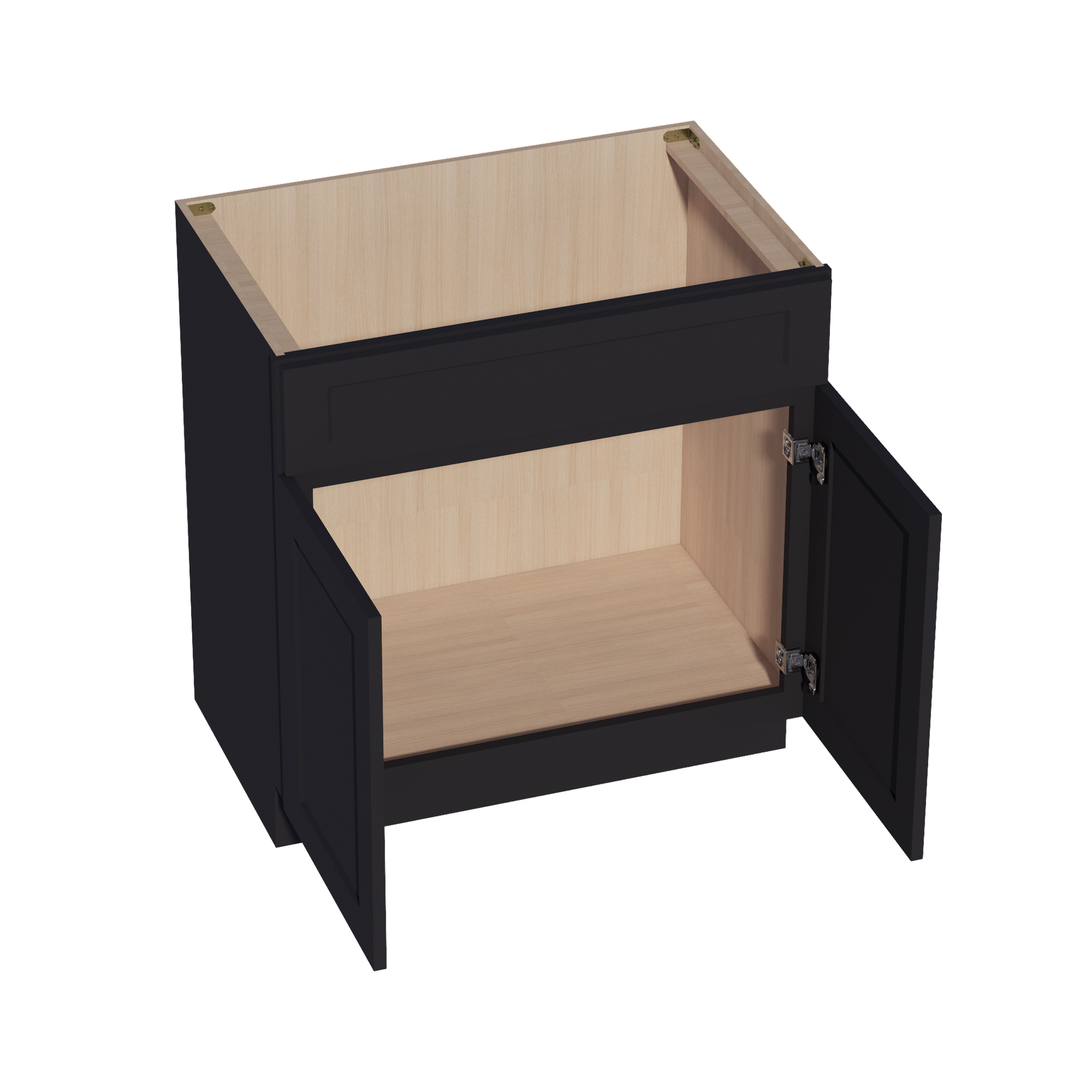 VSB3321-SBK  Vanity Sink Base 1 False Drawer & 2 Doors - Shaker Style - Black   30"W x 34-1/2"H x 21"D