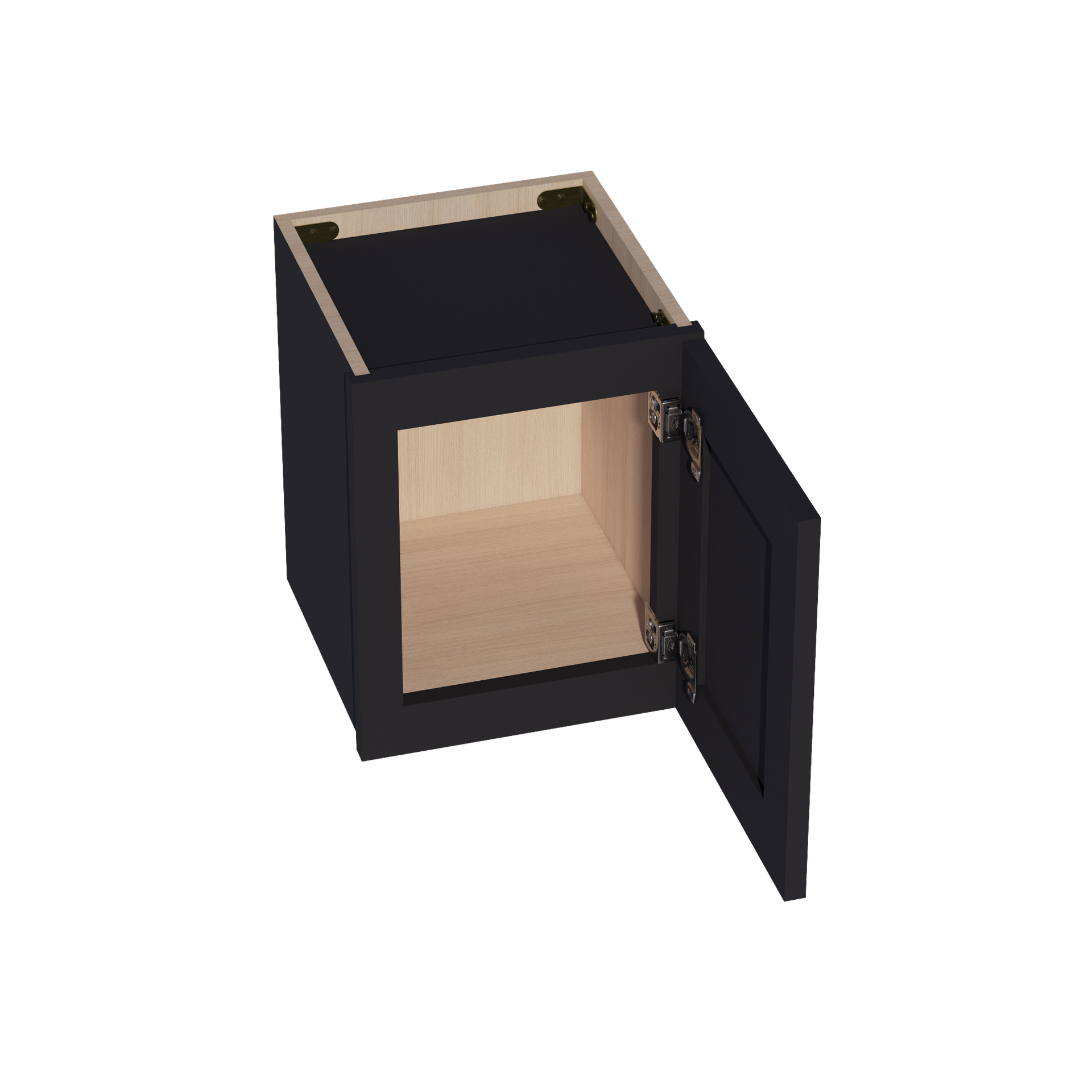 W1215-SBK  Wall Cabinet 1 Door & 2 Shelves - Shaker Style - Black   12"W x 15"H x 12"D