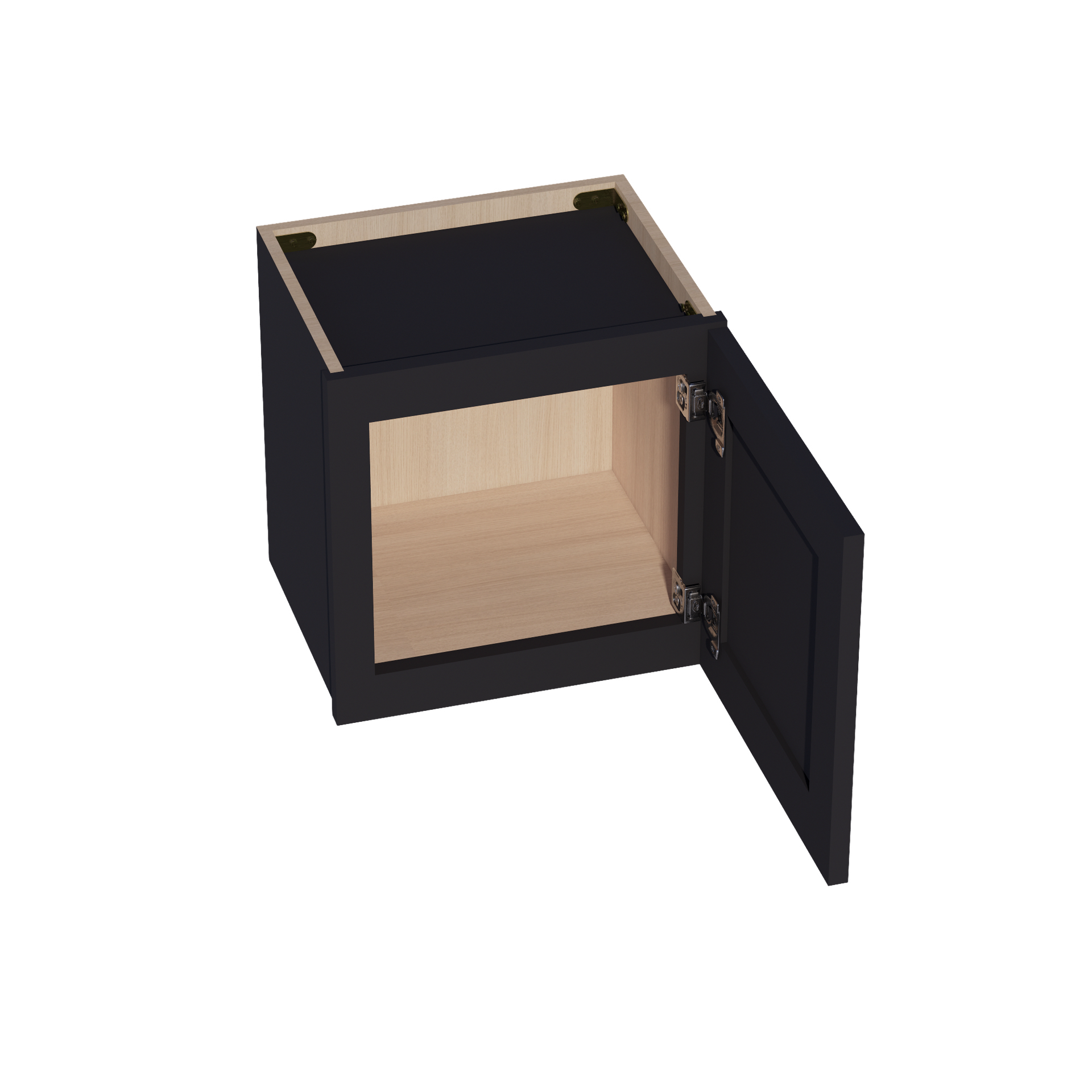 W1515-SBK  Wall Cabinet 1 Door & 2 Shelves - Shaker Style - Black   15"W x 15"H x 12"D