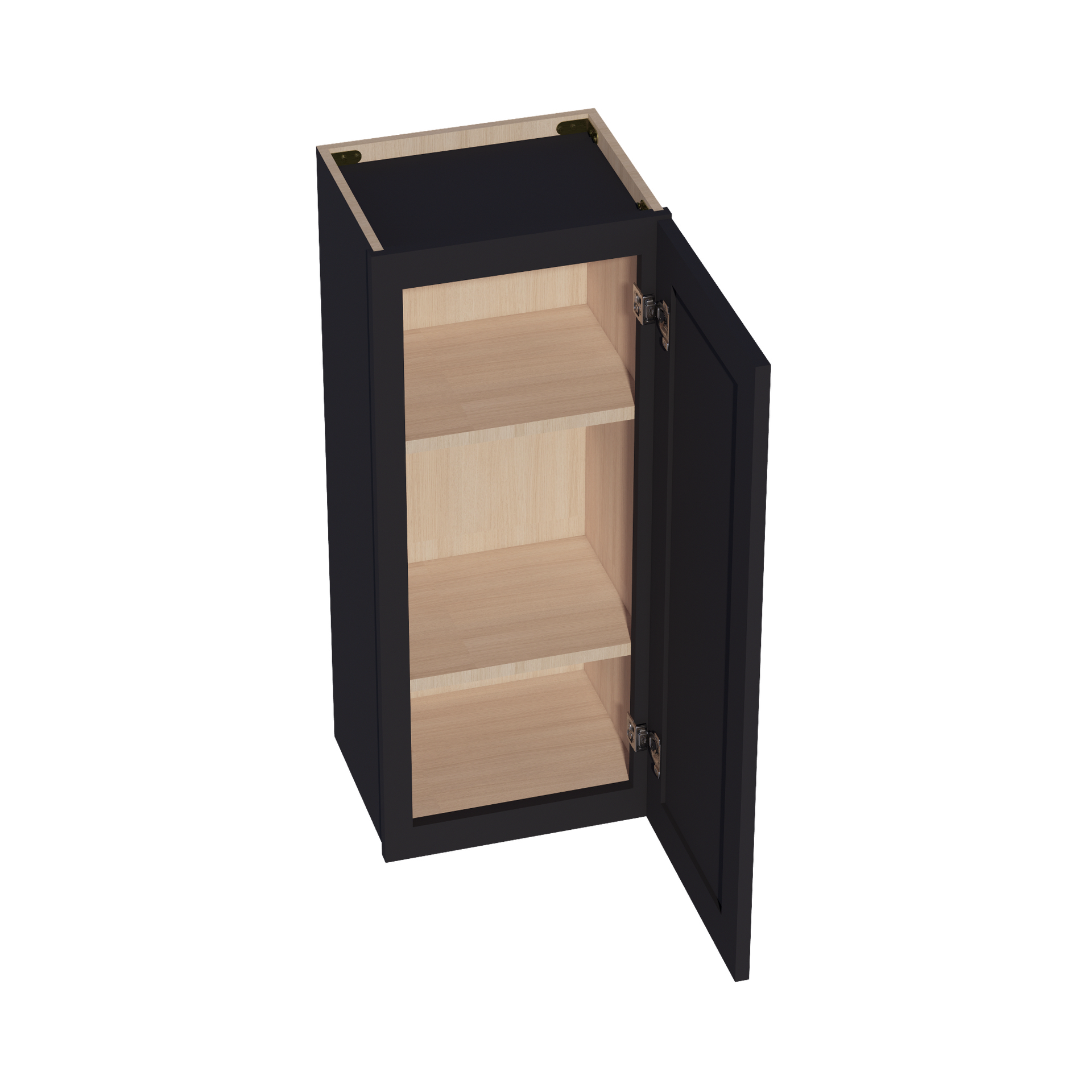 W1536-SBK  Wall Cabinet 1 Door & 2 Shelves - Shaker Style - Black   15"W x 36"H x 12"D