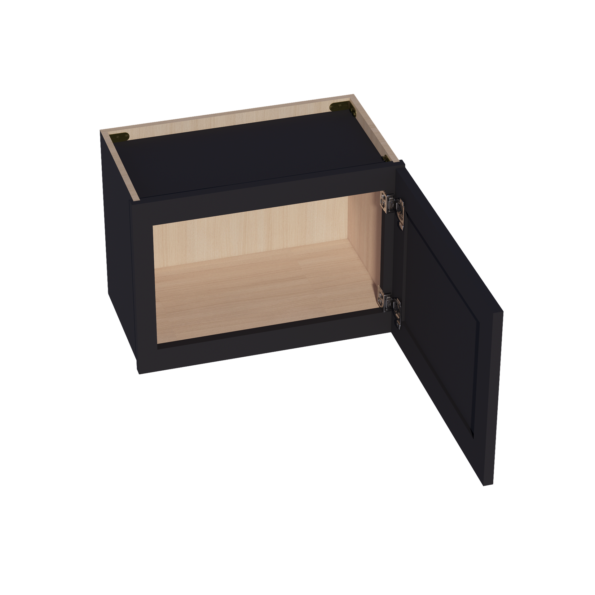 W2115-SBK  Wall Cabinet 1 Door & 2 Shelves - Shaker Style - Black   21"W x 15"H x 12"D
