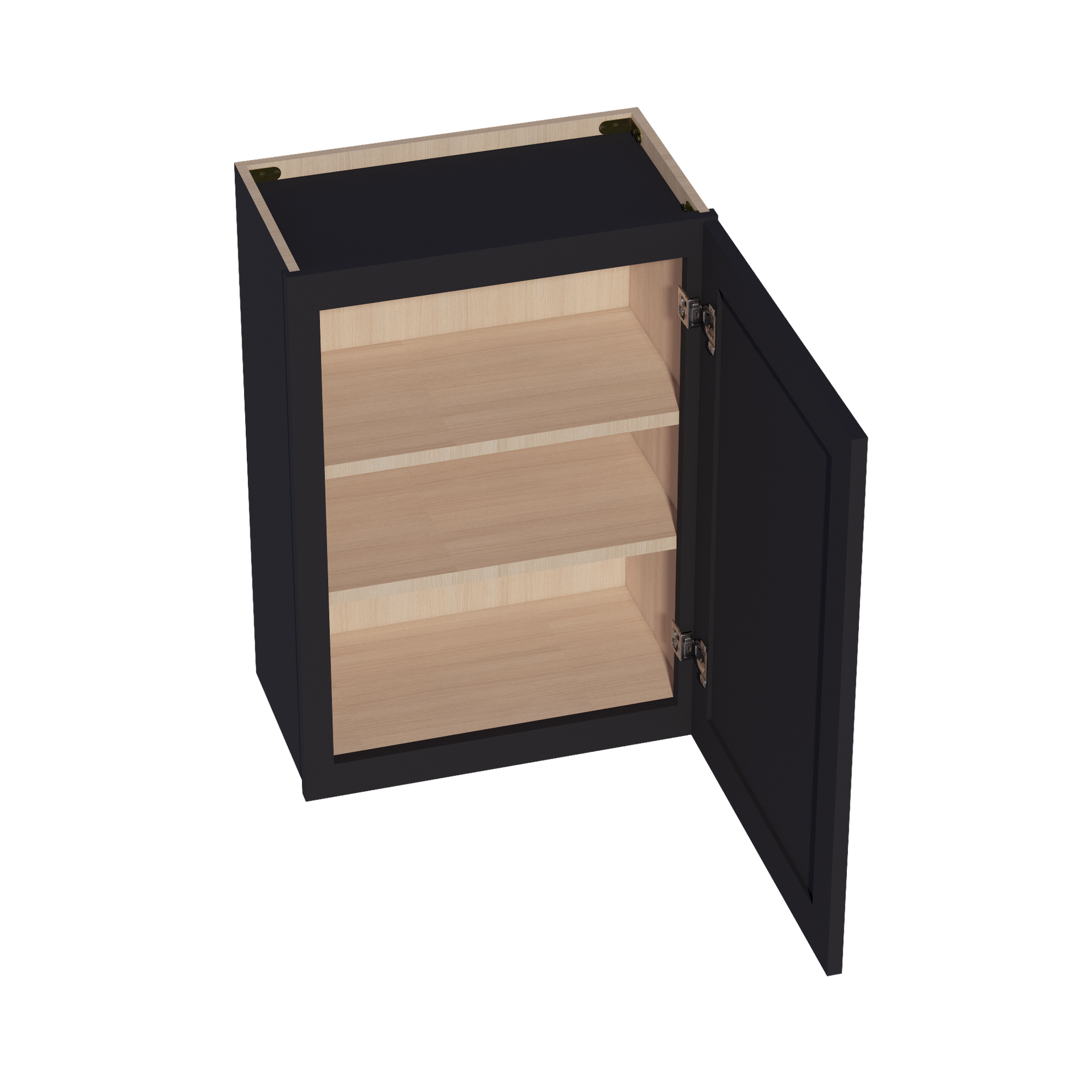 W2130-SBK  Wall Cabinet 1 Door & 2 Shelves - Shaker Style - Black   21"W x 30"H x 12"D