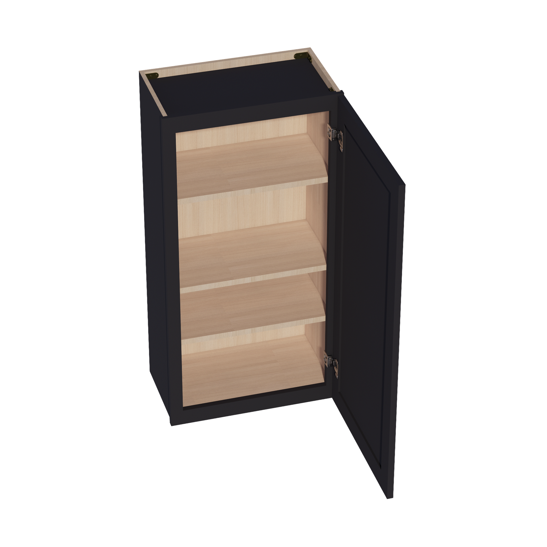 W2142-SBK  Wall Cabinet 1 Door & 2 Shelves - Shaker Style - Black   21"W x 42"H x 12"D