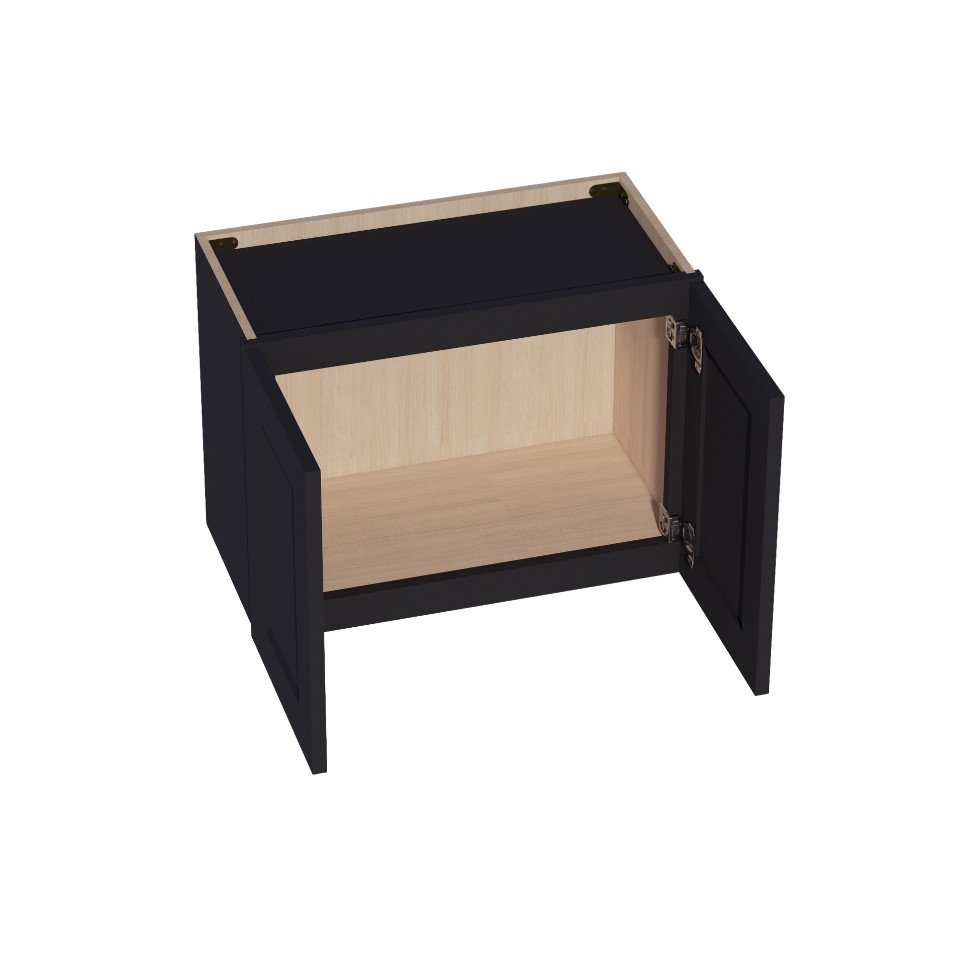 W2418-SBK  Wall Cabinet 2 Doors & 2 Shelves - Shaker Style - Black   24"W x 18"H x 12"