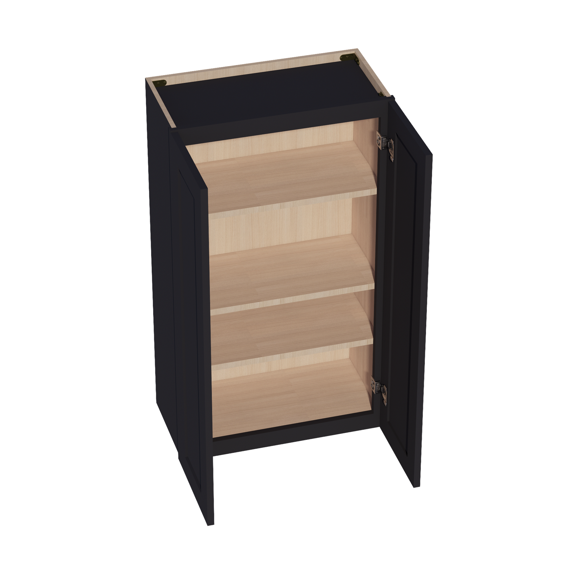 W2442-SBK  Wall Cabinet 2 Doors & 2 Shelves - Shaker Style - Black   24"W x 42"H x 12"D