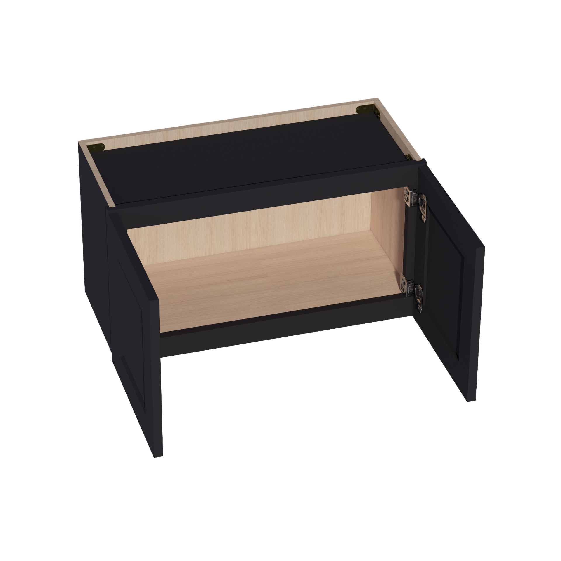 W2715-SBK  Wall Cabinet 2 Doors & 2 Shelves - Shaker Style - Black   27"W x 15"H x 12"D
