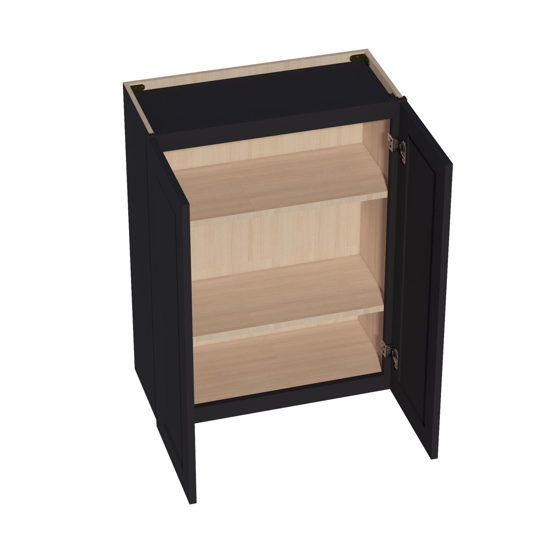 W2736-SBK  Wall Cabinet 2 Doors & 2 Shelves - Shaker Style - Black   27"W x 36"H x 12"D