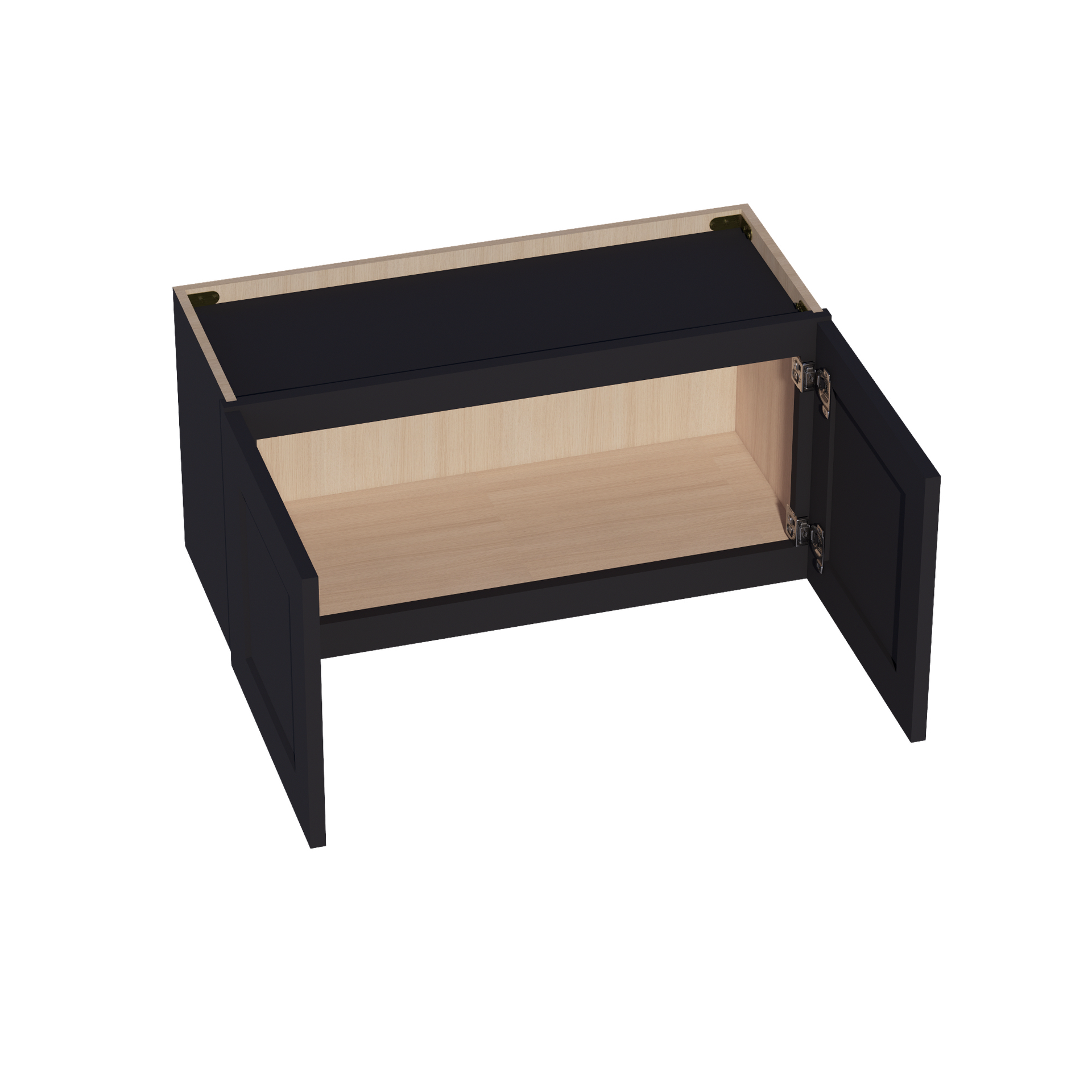 W3015-SBK  Wall Cabinet 2 Doors & 2 Shelves - Shaker Style - Black   30"W x 15"H x 12"D