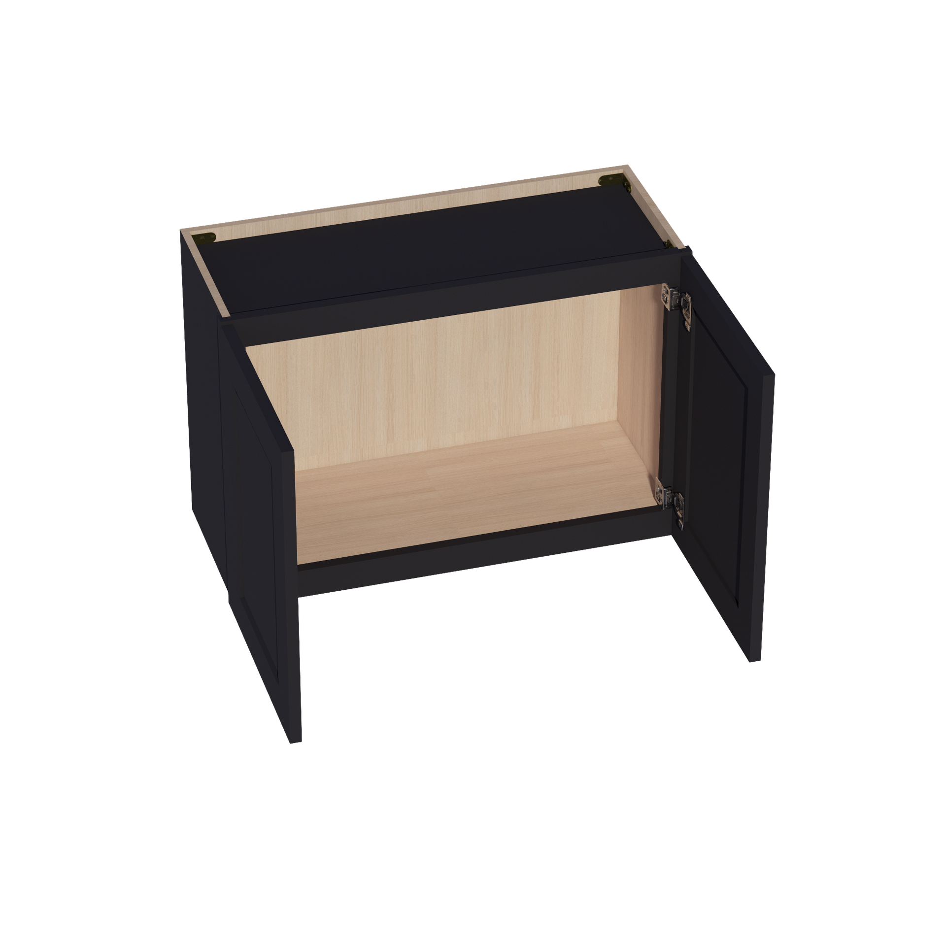 W3021-SBK  Wall Cabinet 2 Doors & 2 Shelves - Shaker Style - Black   30"W x 21"H x 12"D