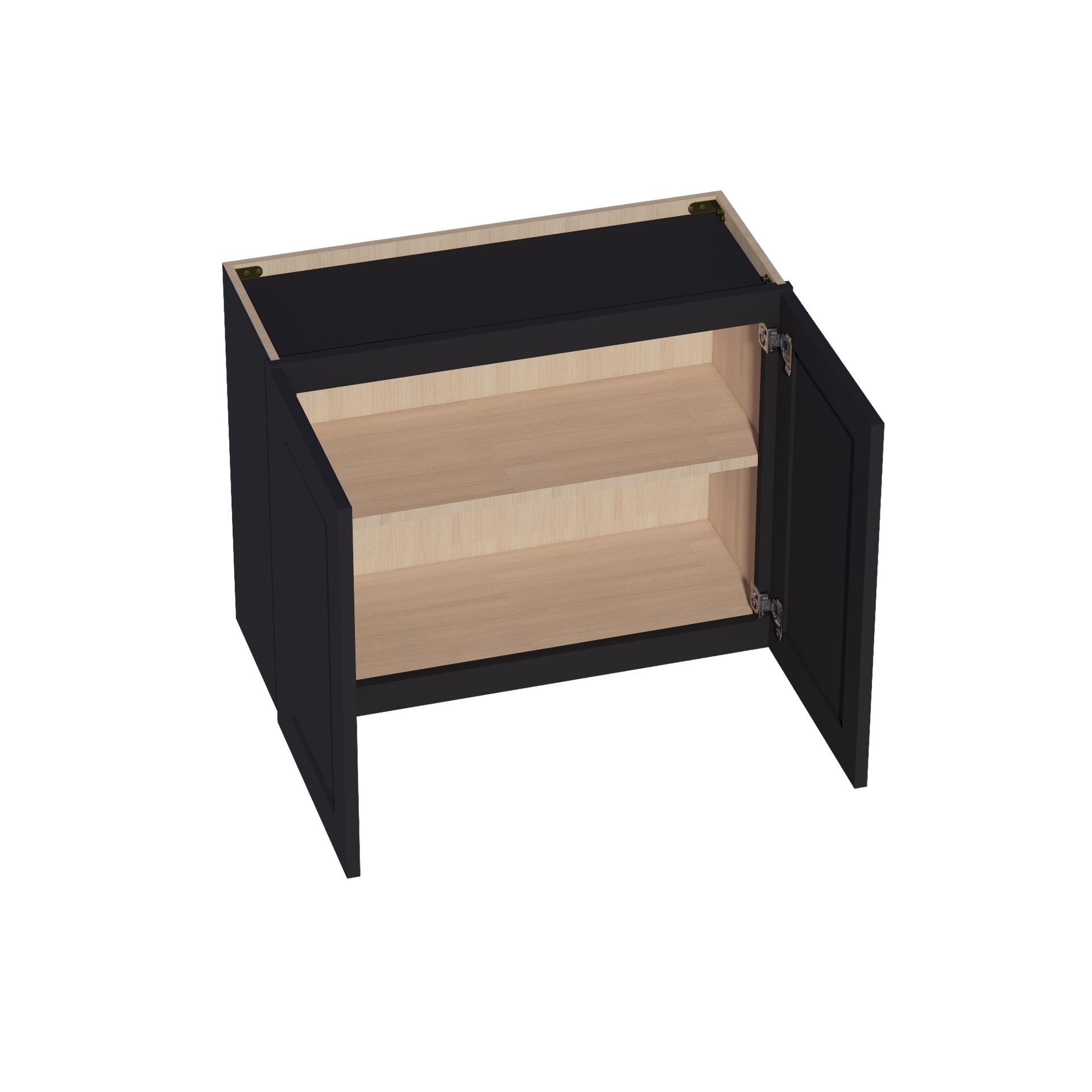 W3024-SBK  Wall Cabinet 2 Doors & 2 Shelves - Shaker Style - Black   30"W x 24"H x 12"D