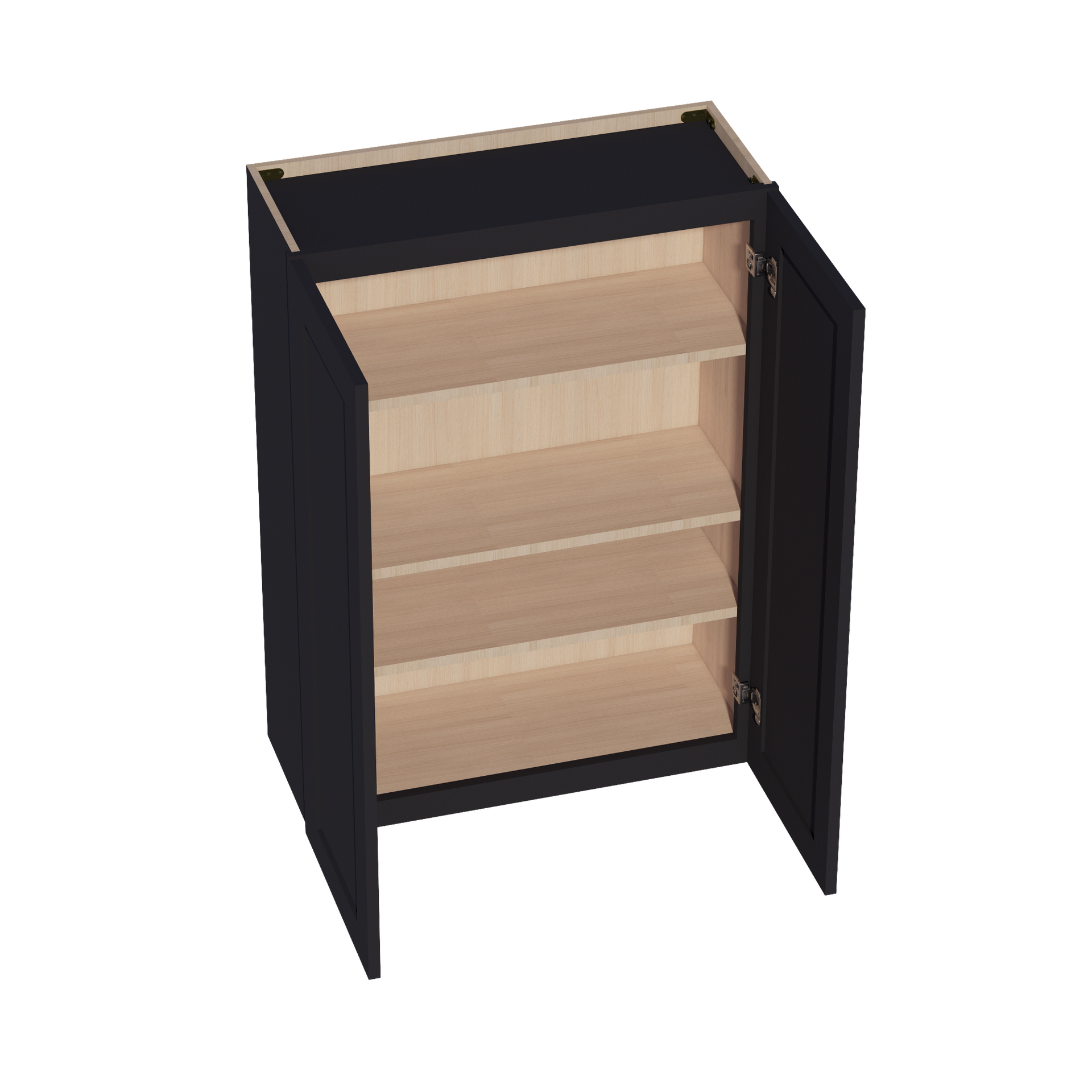 W3042-SBK  Wall Cabinet 2 Doors & 2 Shelves - Shaker Style - Black   30"W x 42"H x 12"D