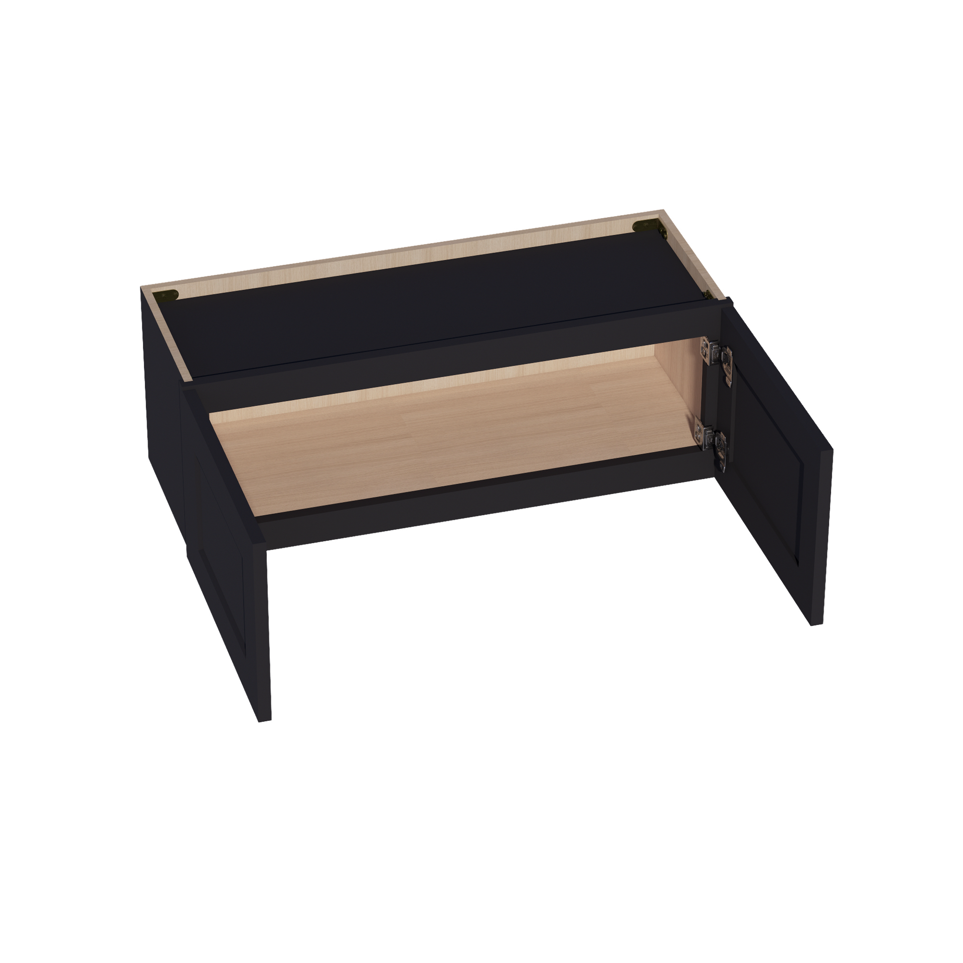 W3312-SBK  Wall Cabinet 2 Doors & 2 Shelves - Shaker Style - Black   33"W x 12"H x 12"D