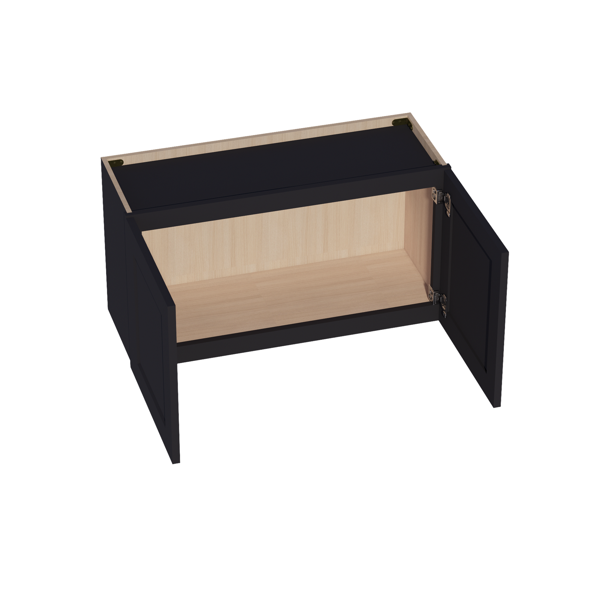 W3318-SBK  Wall Cabinet 2 Doors & 2 Shelves - Shaker Style - Black   33"W x 18"H x 12"D
