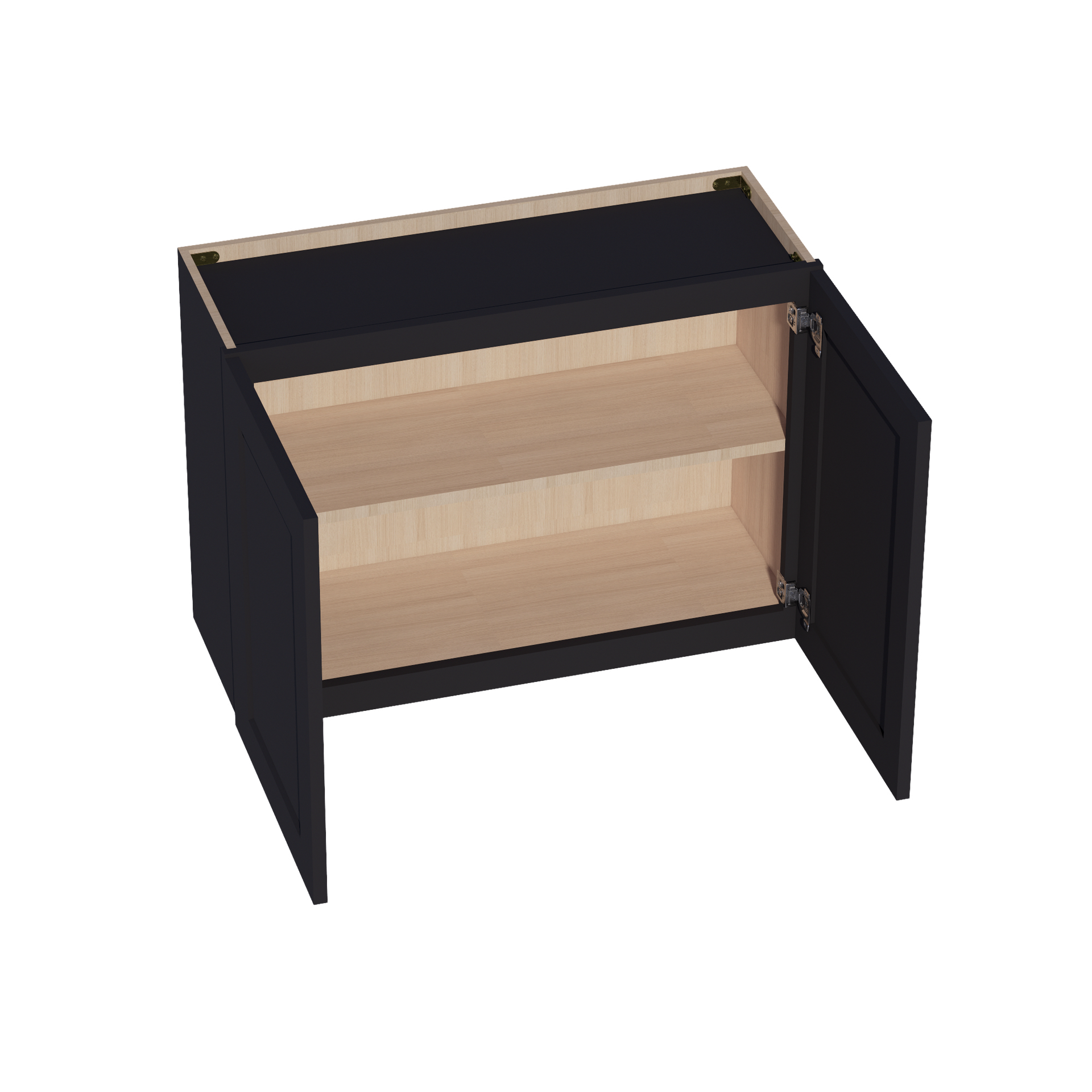 W3324-SBK  Wall Cabinet 2 Doors & 2 Shelves - Shaker Style - Black   33"W x 24"H x 12"D