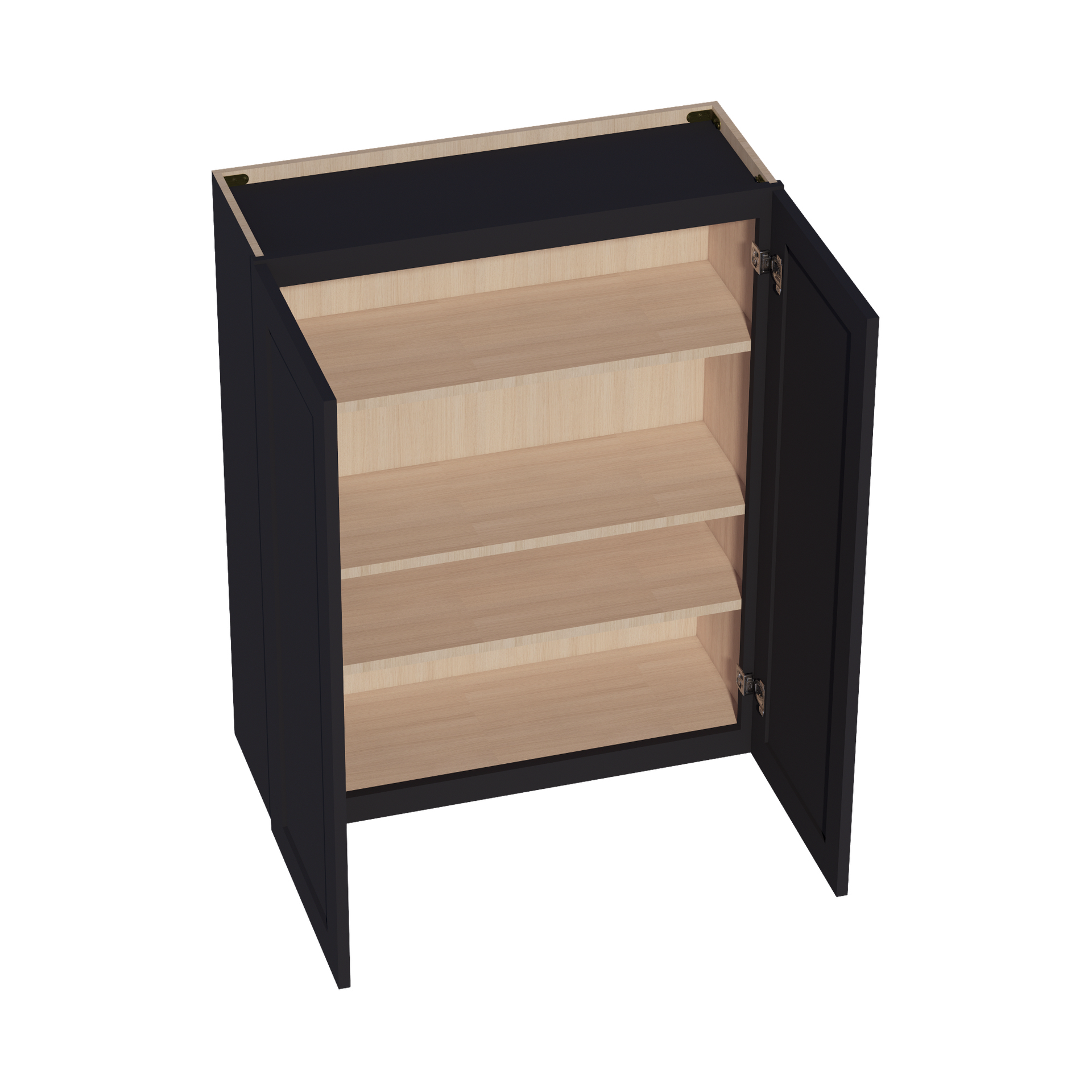 W3342-SBK  Wall Cabinet 2 Doors & 2 Shelves - Shaker Style - Black   33"W x 42"H x 12"D
