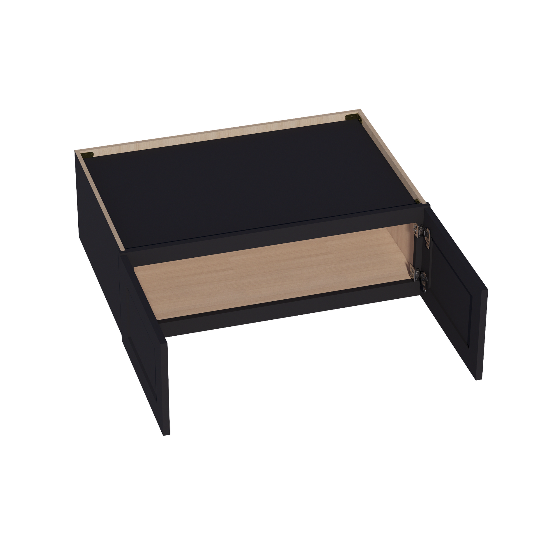 W361224-SBK  Wall Cabinet 2 Doors & 2 Shelves - Shaker Style - Black   36"W x 12"H x 24"D
